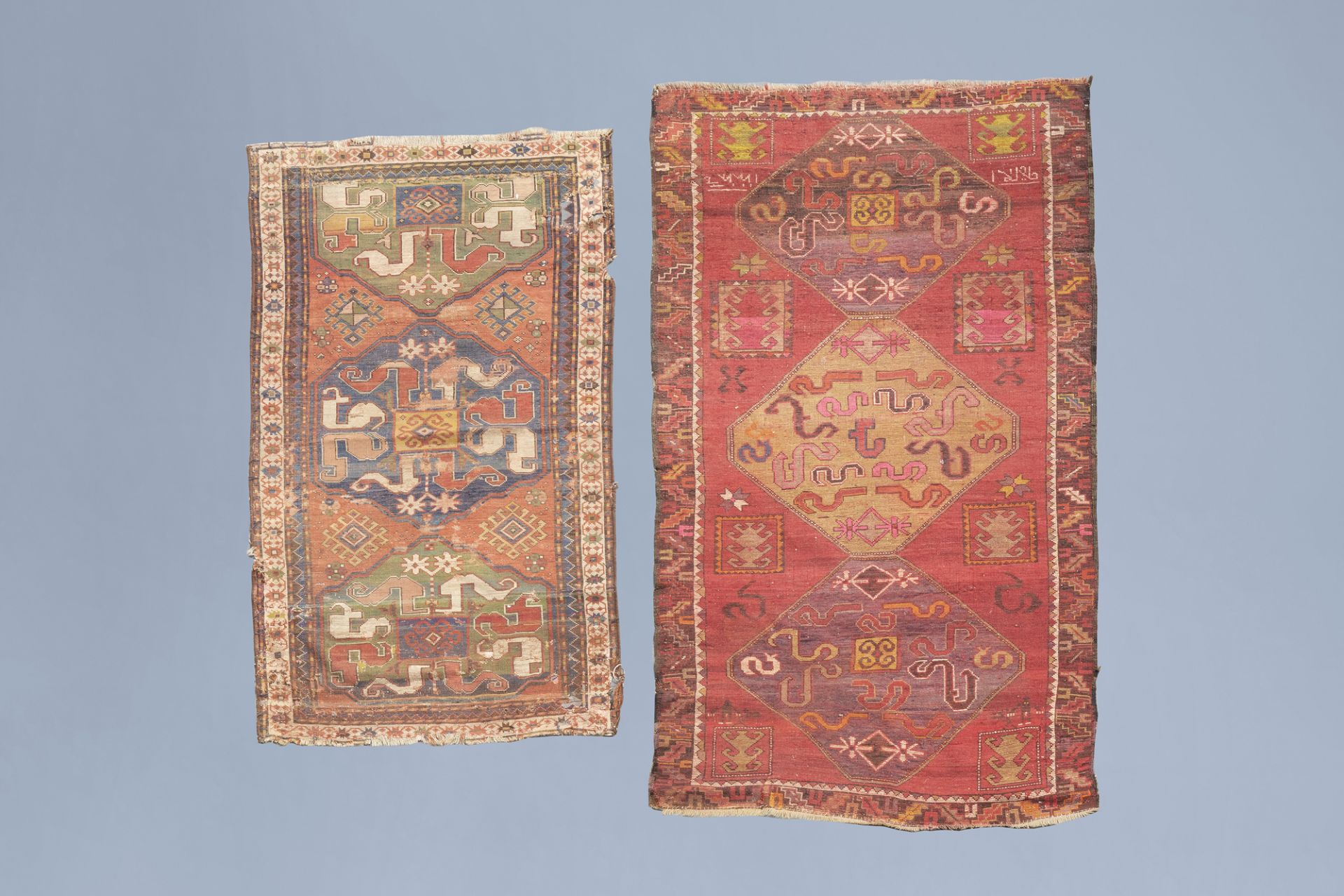 Two Caucasian cloudband 'Chondzoresk Kazak' rugs, wool on cotton, second half of the 19th C. - Image 2 of 4