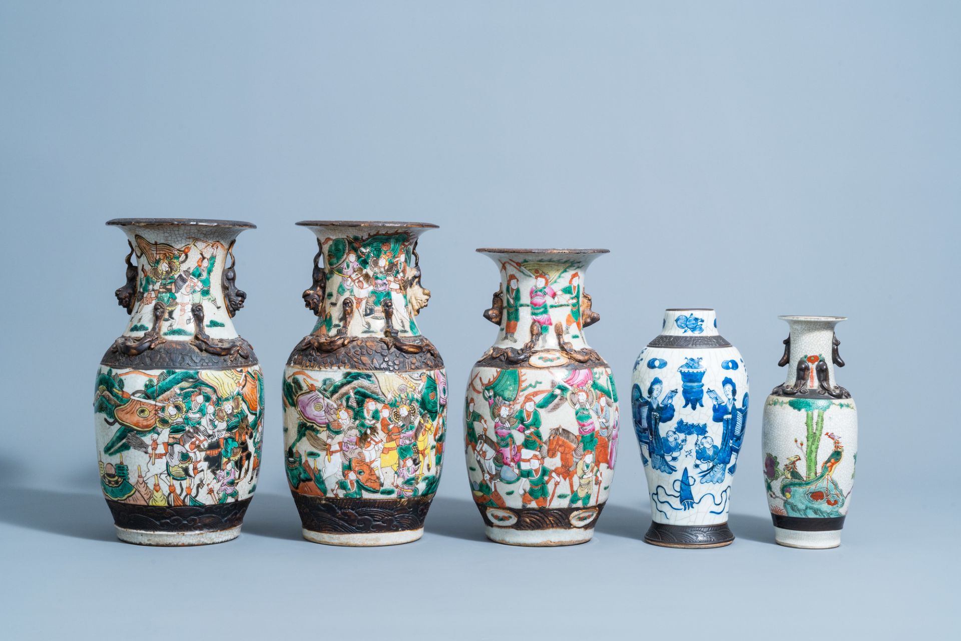 A varied collection of Chinese Nanking famille rose & blue & white porcelain, 19th/20th C. - Image 2 of 13