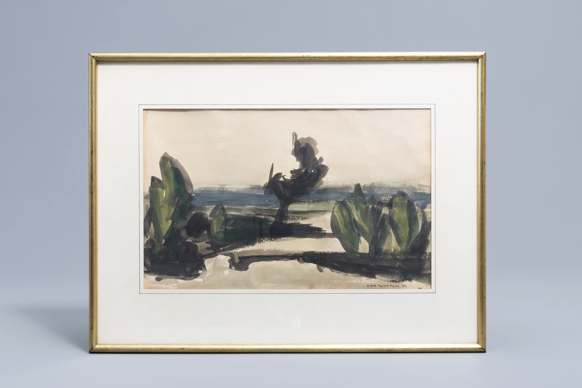 Dan Van Severen (1927-2009): A landscape, watercolour on paper, dated (19)53 - Image 2 of 6