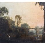 Italian school: An animated river landscape, oil on canvas, 18th C.