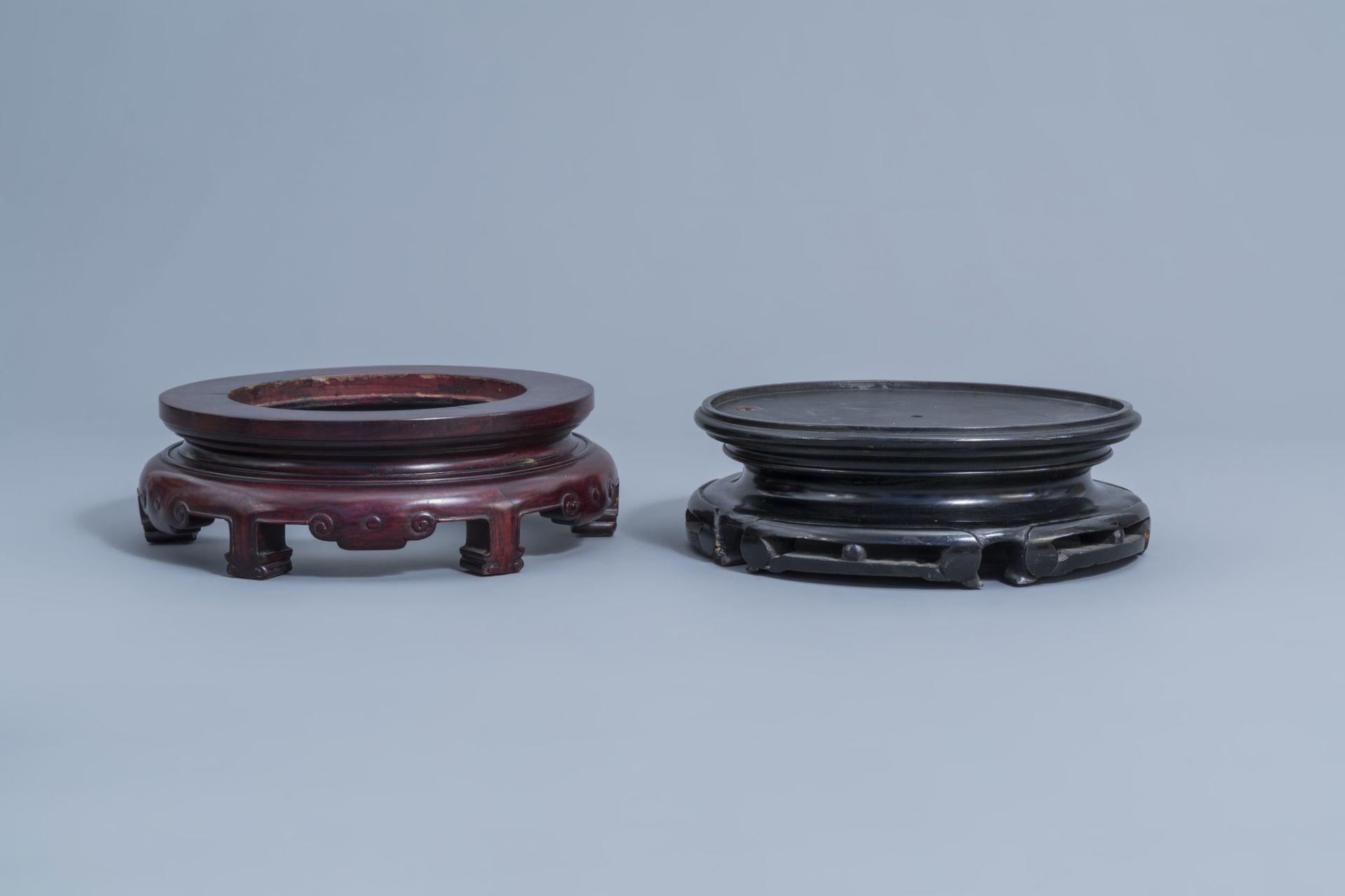 A collection of Chinese carved wooden stands, 19th/20th C. - Image 5 of 25