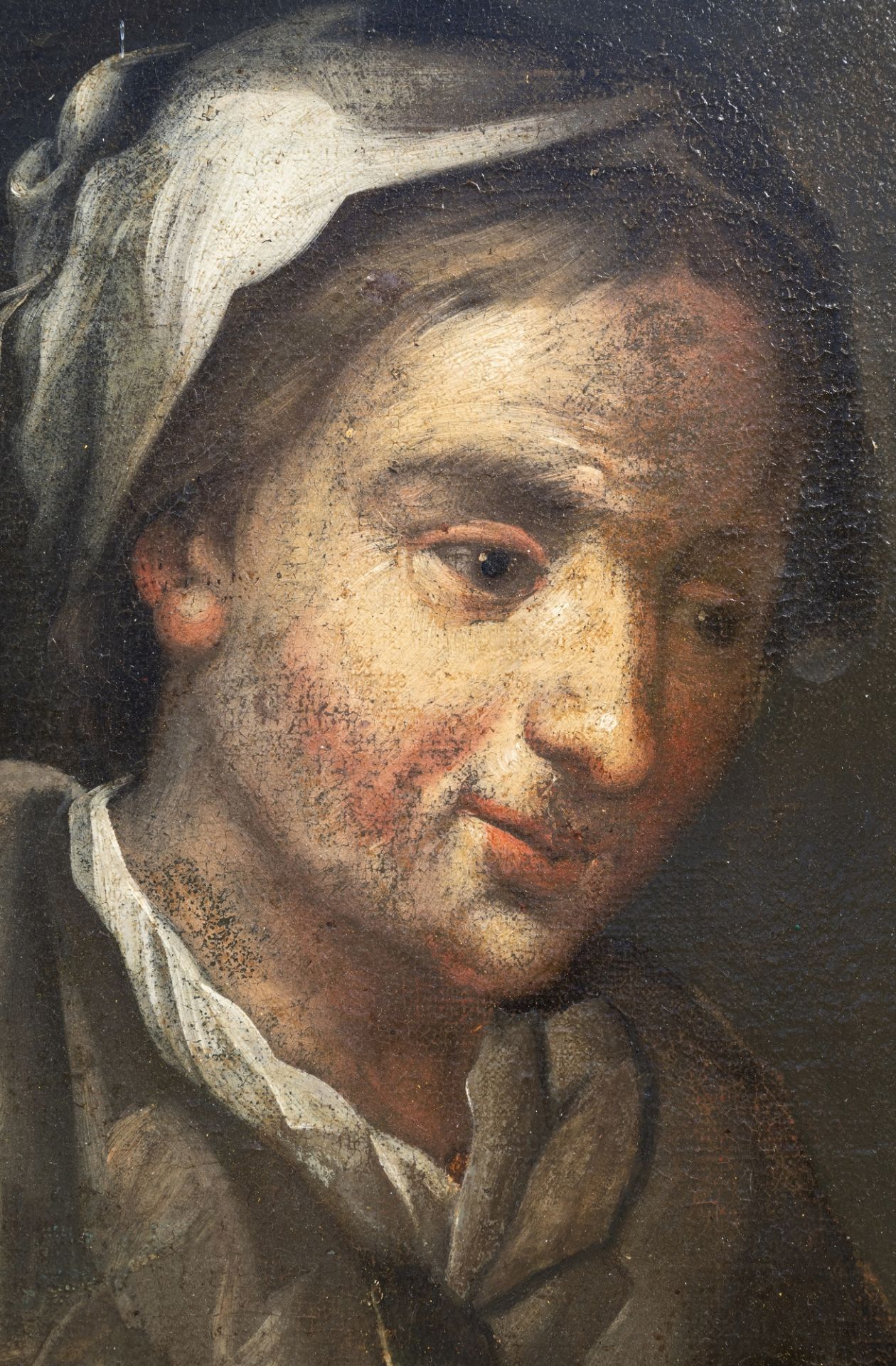 French school: A lady with a duck, oil on canvas, 18th C. - Image 4 of 5