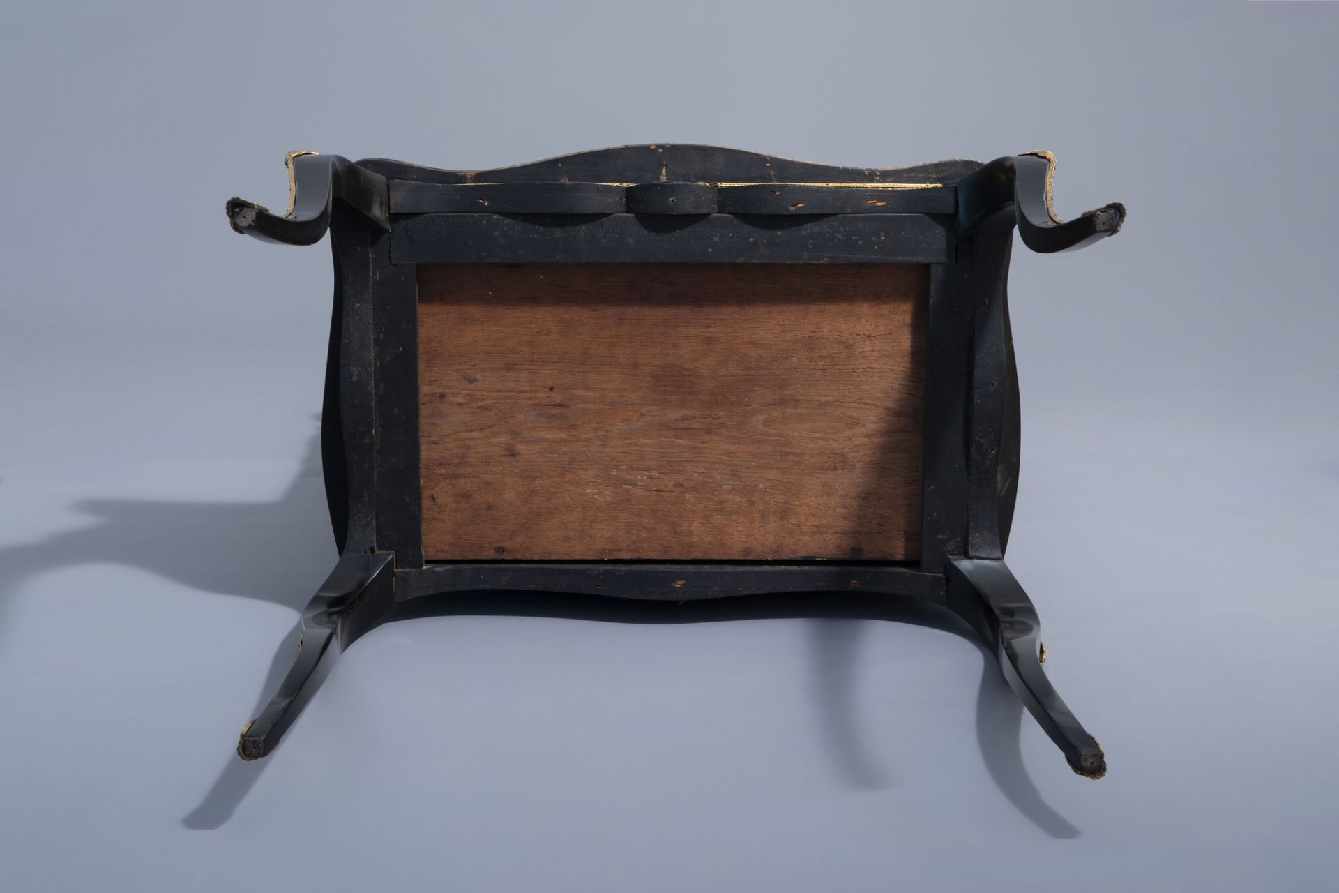 A French ebonised wooden brass inlaid and gilt bronze mounted bonheur du jour, Napoleon III, 19th/20 - Image 6 of 23