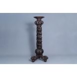 A Chinese or Vietnamese carved wooden 'dragon' column, 19th C.