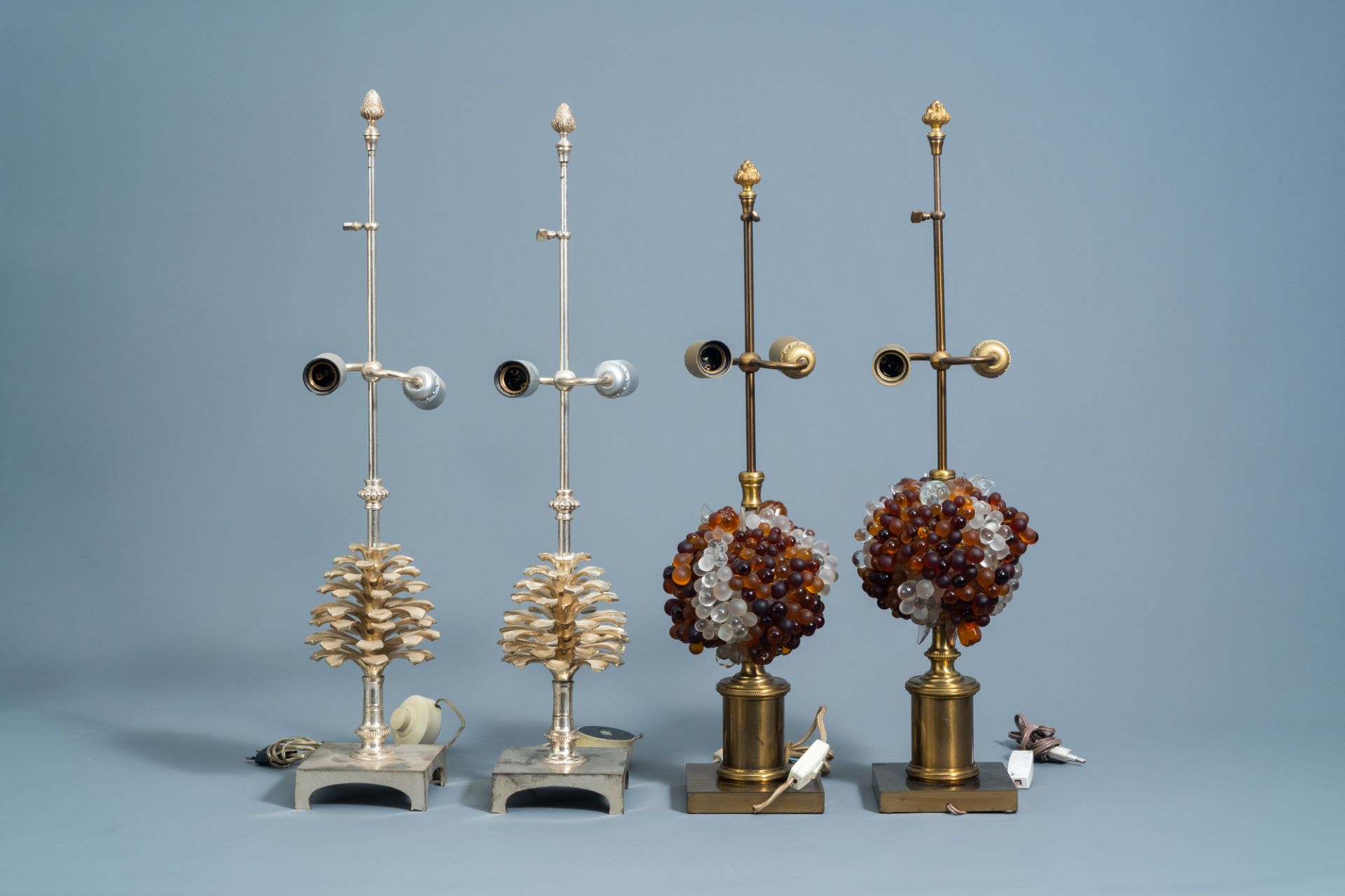 Four various pairs of Maison Charles style lamps, 20th C. - Image 6 of 6