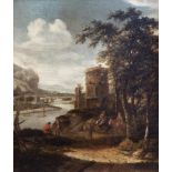 Dutch school, circle of Dionijs Verburgh (1655-1722): An animated river landscape, oil on panel, ca.
