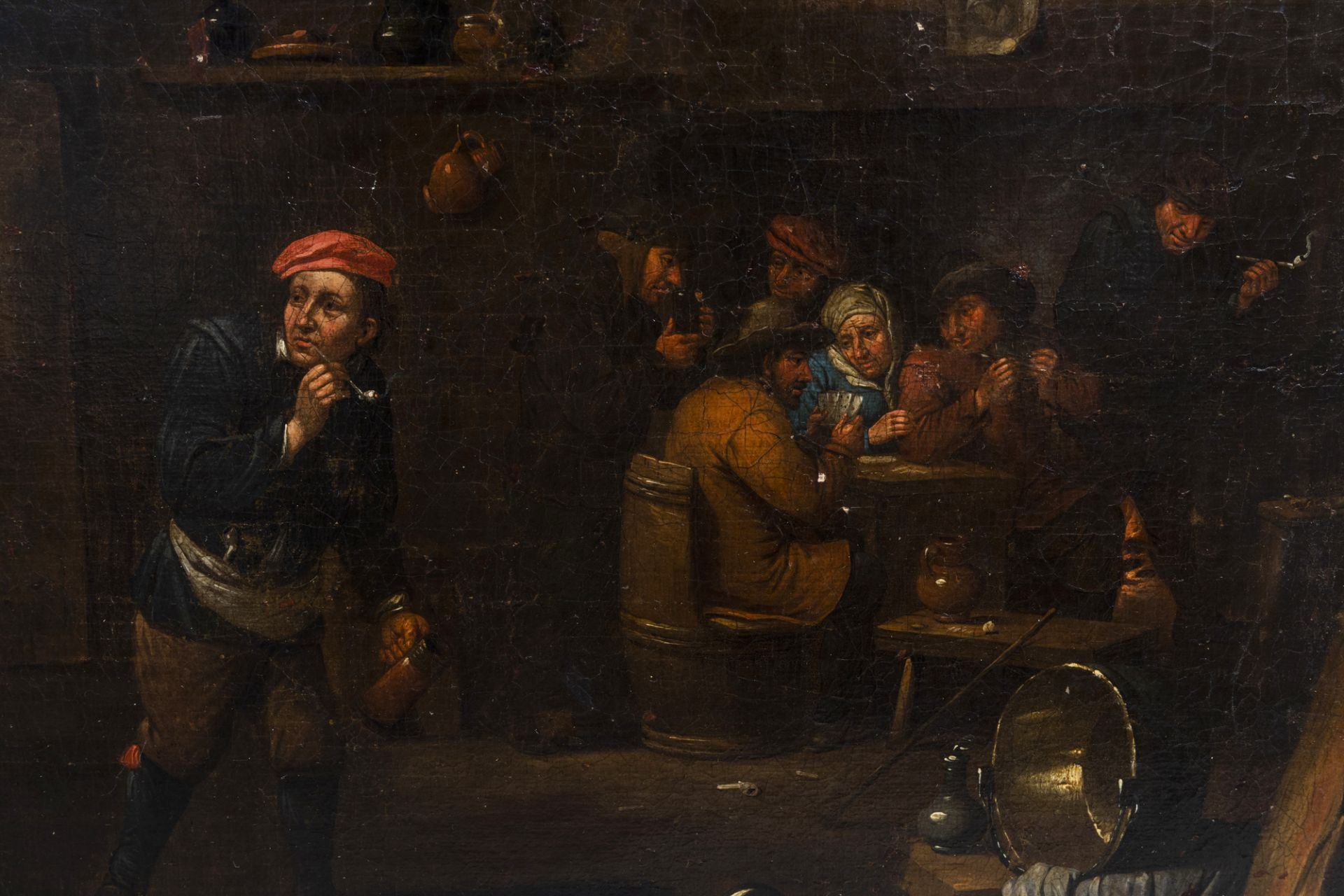 Victor Mahu (1647-1700): Peasants making merry at an inn, oil on canvas - Image 6 of 6