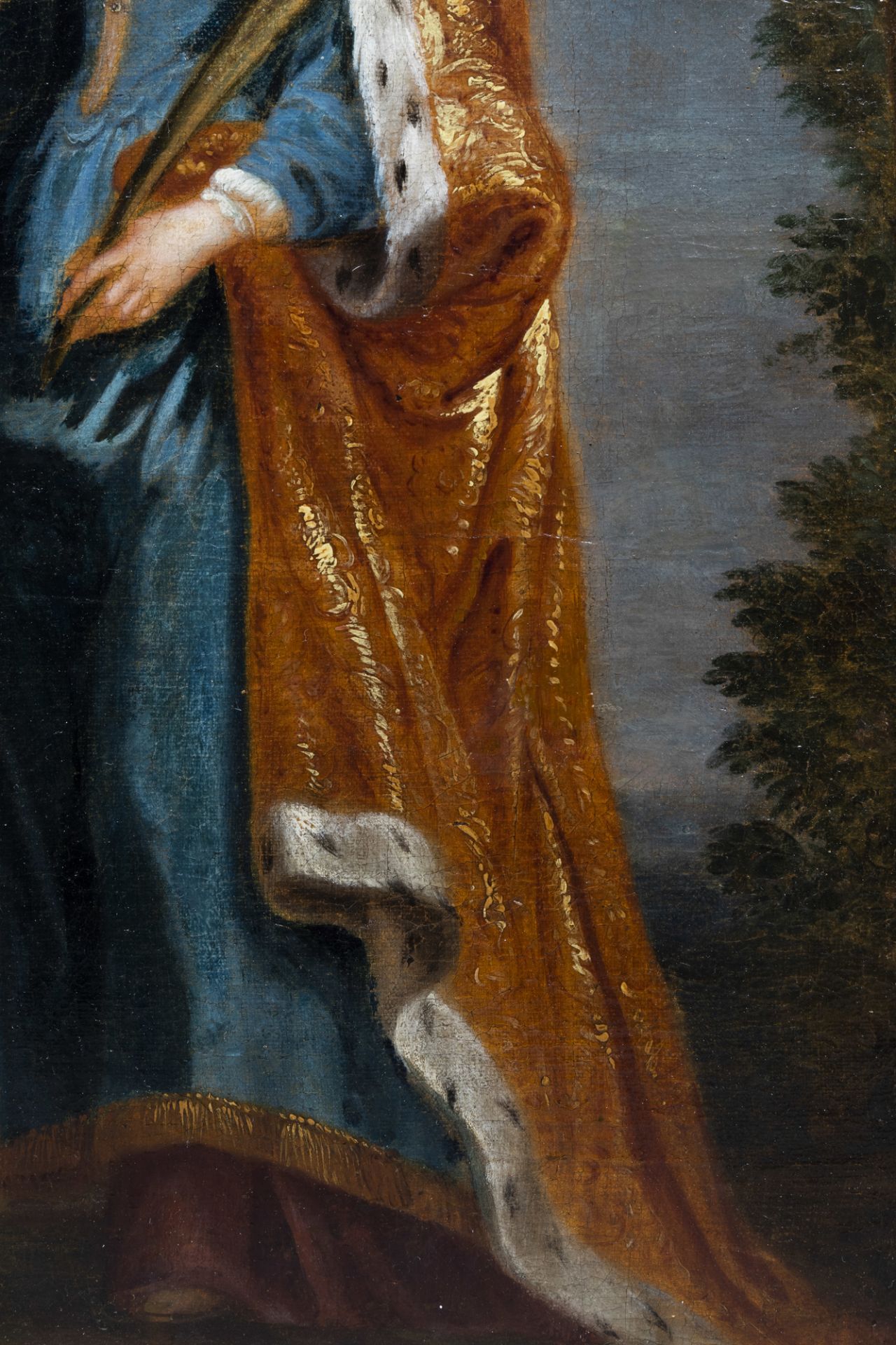 Flemish school: Saint Barbara, oil on canvas, 17th C. - Image 5 of 5