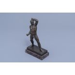 After Antonio Canova (1757-1822): The Greek pugilist or boxer Creugas, patinated bronze on a marble