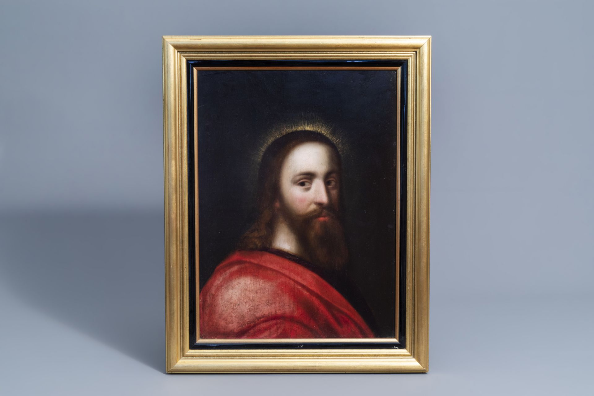 French school: Jesus Christ, oil on panel, 17th C. - Image 2 of 7