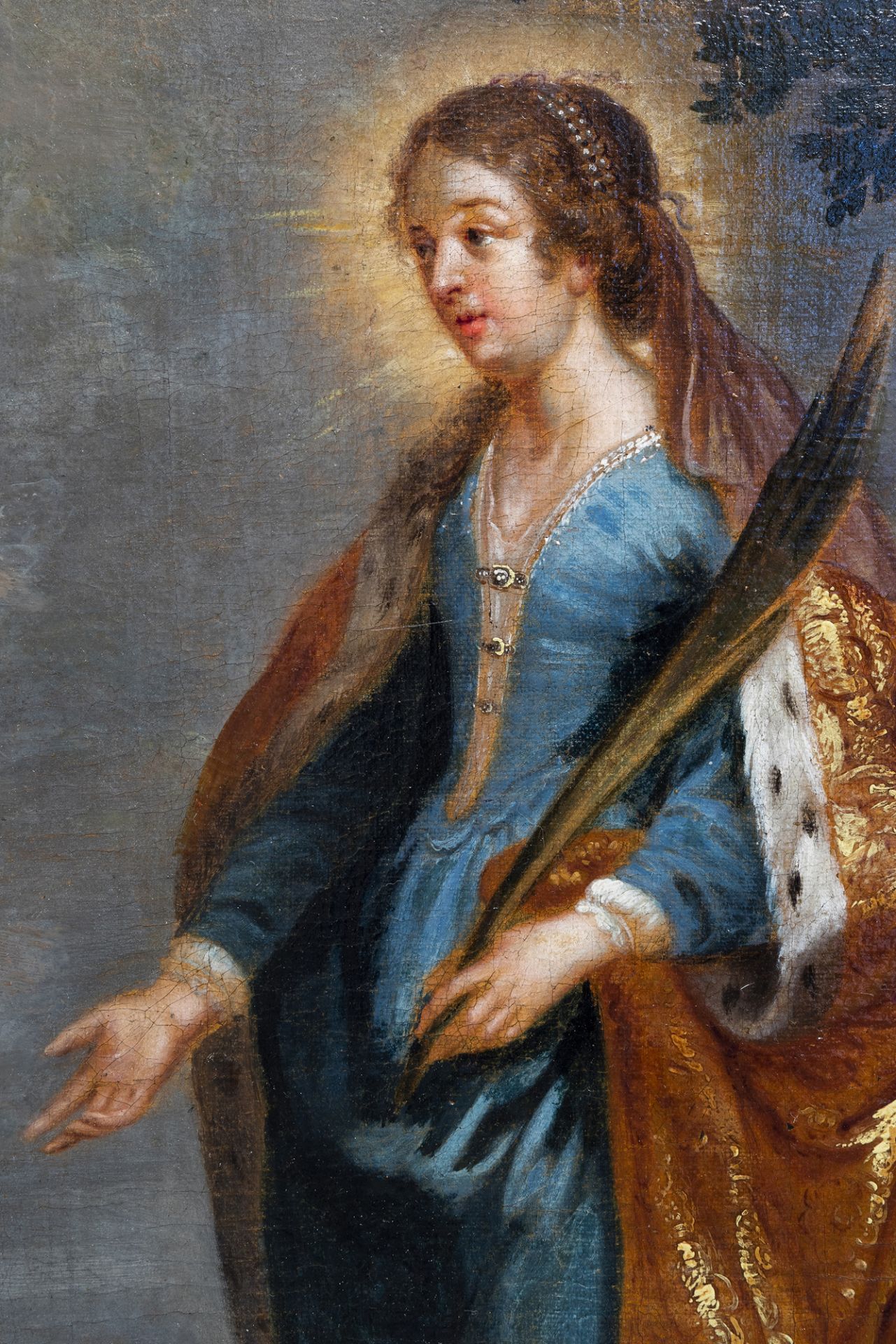 Flemish school: Saint Barbara, oil on canvas, 17th C. - Image 4 of 5