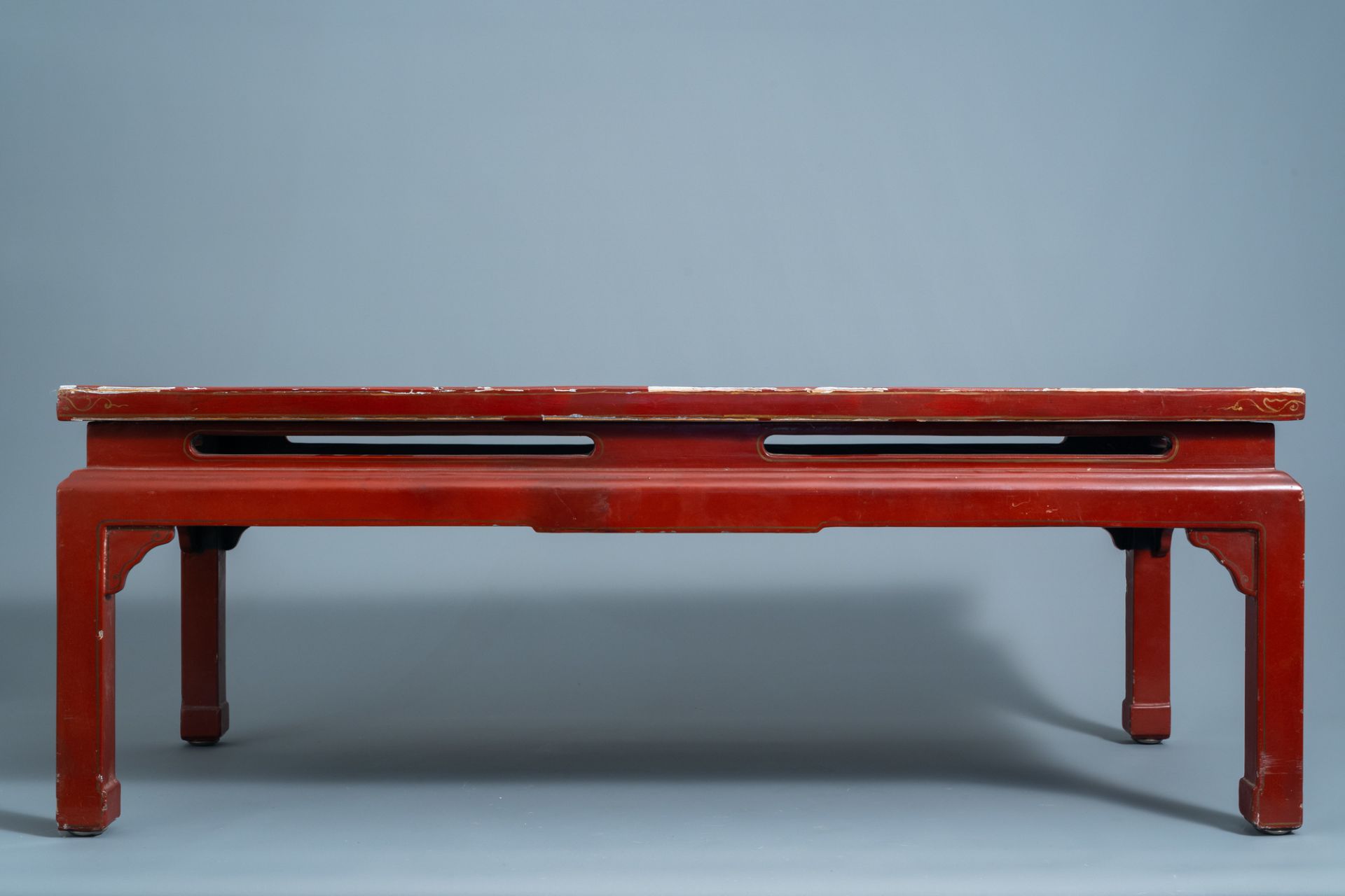 A French lacquered and gilded 'chinoiserie' coffee table, marked, 20th C. - Image 3 of 6