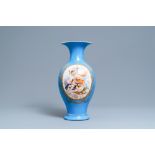 A large French gold layered 'bleu celeste' ground vase, marked Sevres, probably Samson, 19th C.