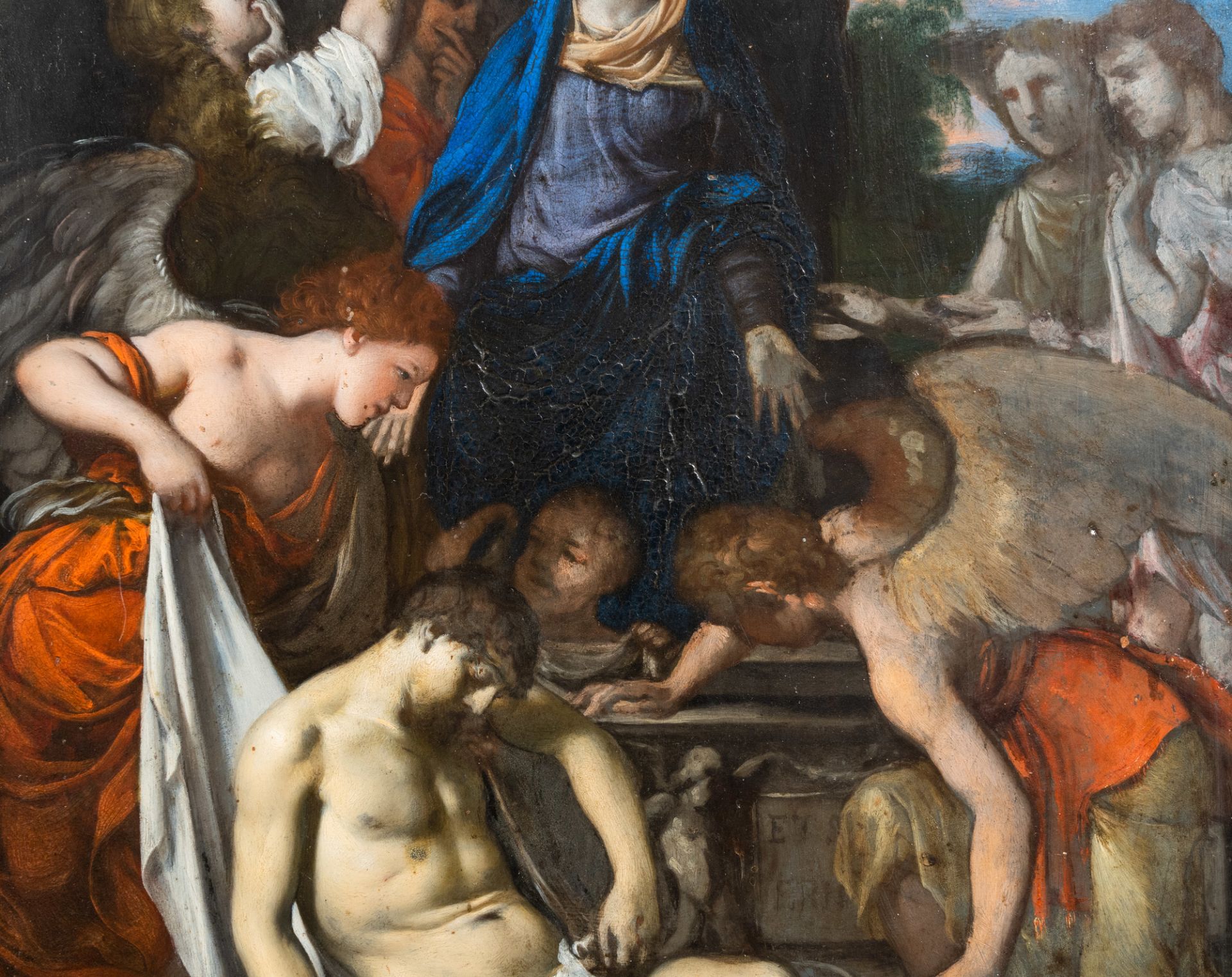 Italian or French school: The lamentation, oil on copper, 17th C. - Image 5 of 6