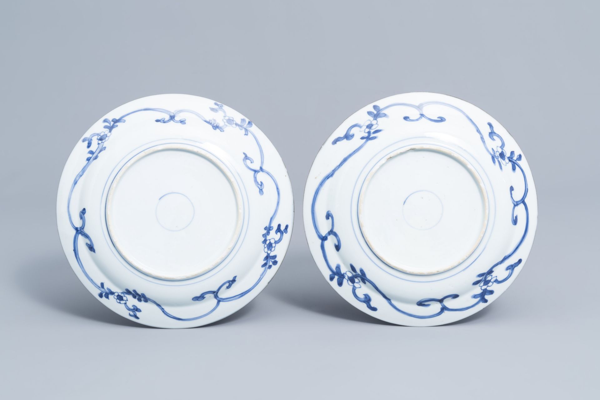 Four Chinese blue and white plates with a bird among blossoming branches, Kangxi - Image 3 of 5