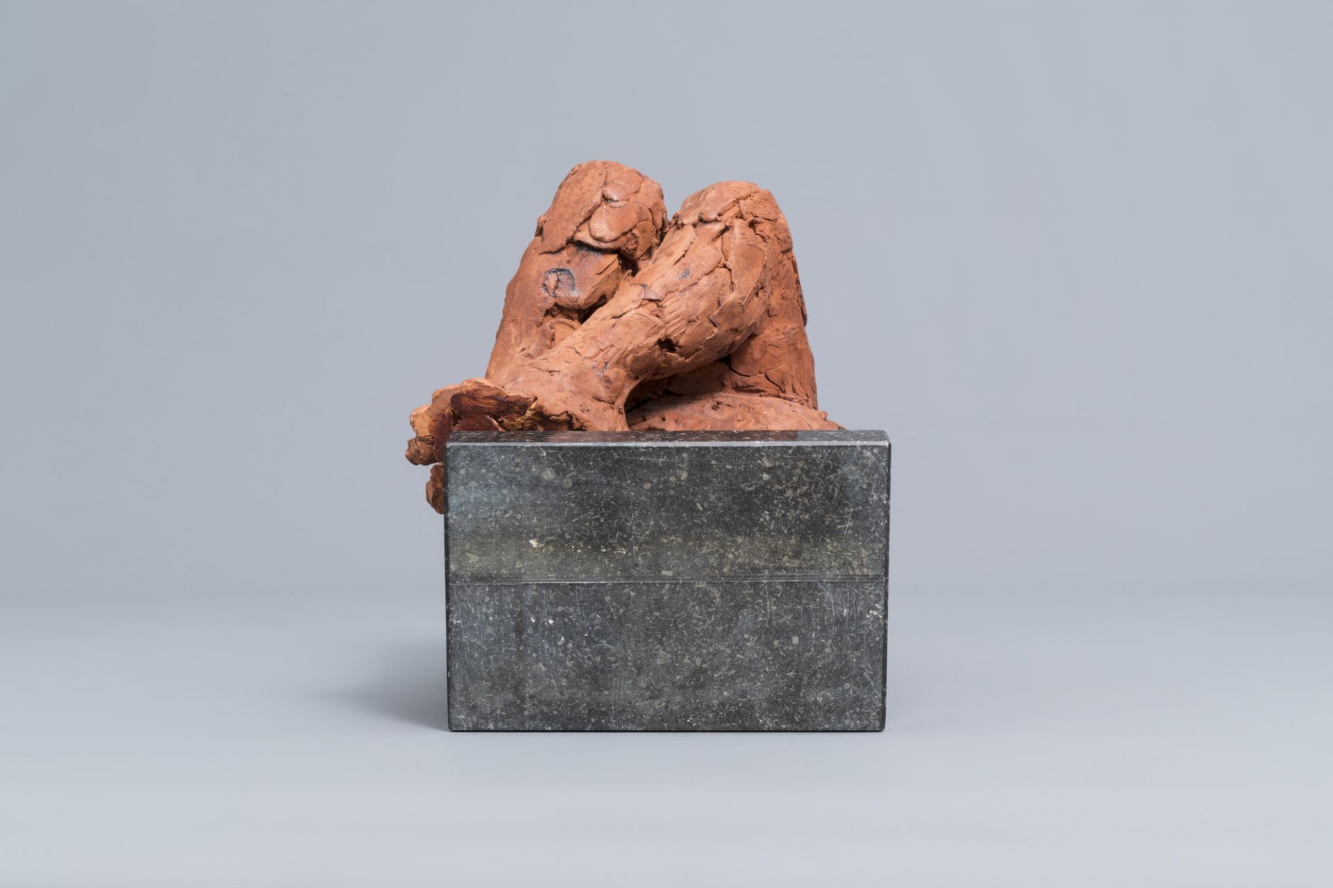 Jos De Decker (1912-2000): Seated nude, terracotta on a marble base, dated 1977 - Image 6 of 7