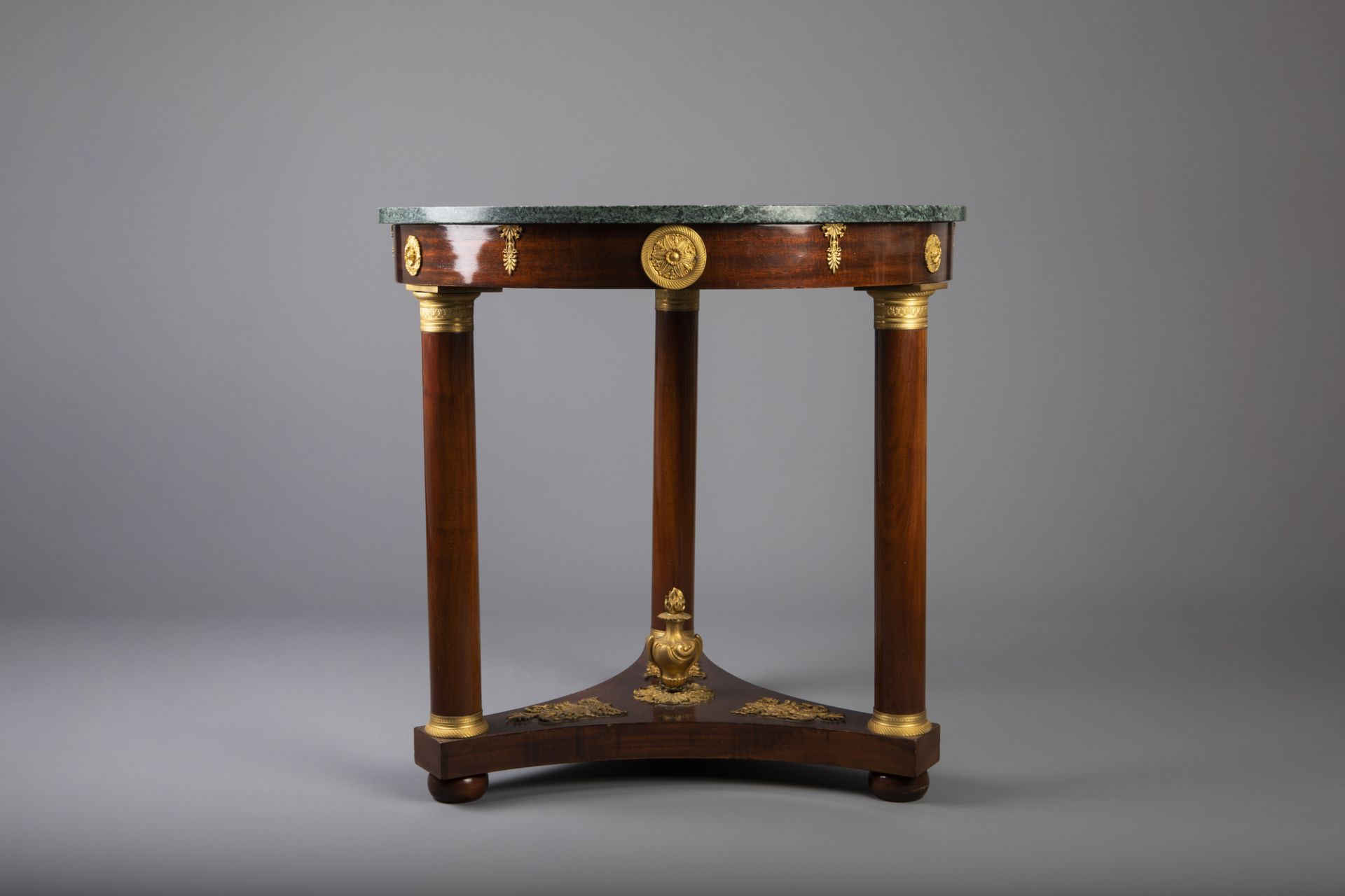 An imposing Empire style gilt bronze mounted mahogany and upholstered seven-piece salon set, France, - Image 24 of 34