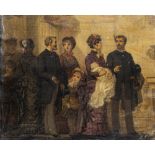 French school, Illegibly signed: The birth procession, oil on canvas marouflated on panel, second ha