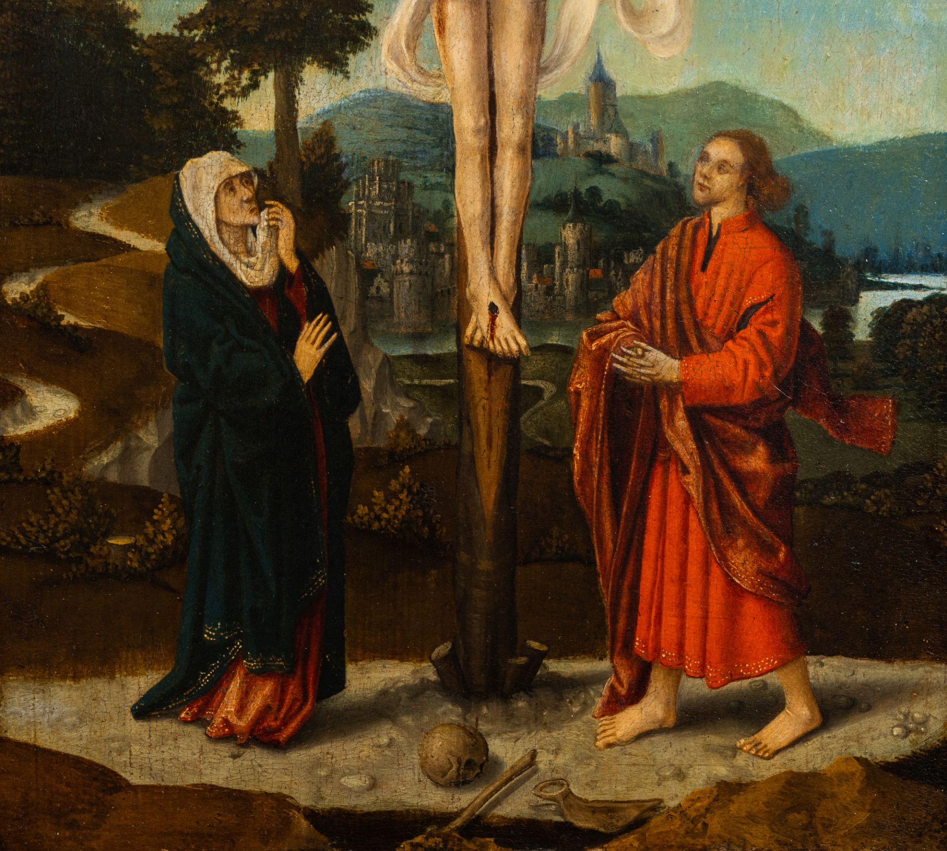 Flemish school, circle of Adriaen Isenbrant (1475/1495-1551): Golgotha, oil on panel, first quarter - Image 5 of 5