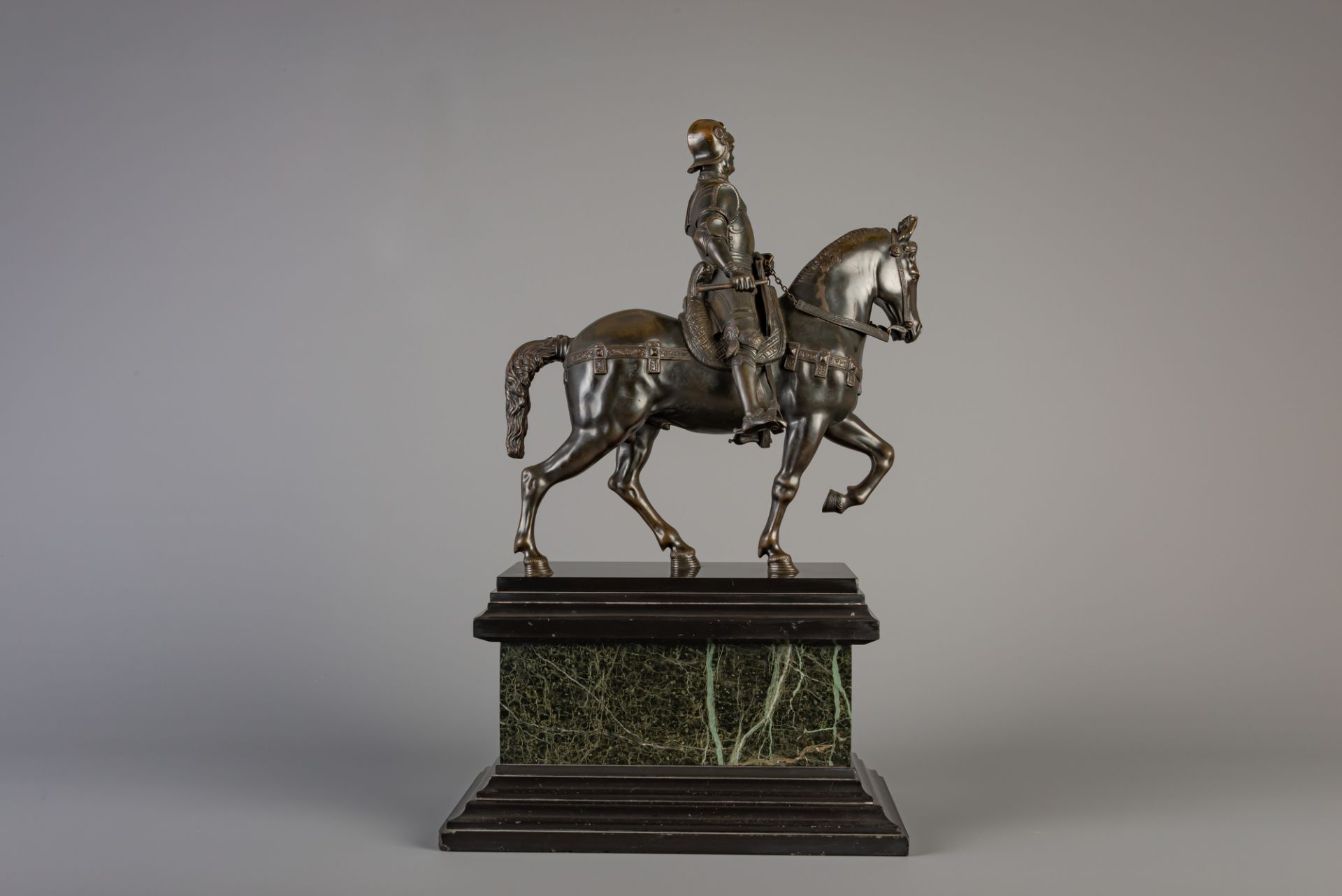 After Andrea del Verrocchio (1435-1488): The equestrian statue of Bartolomeo Colleoni, patinated bro - Image 3 of 4