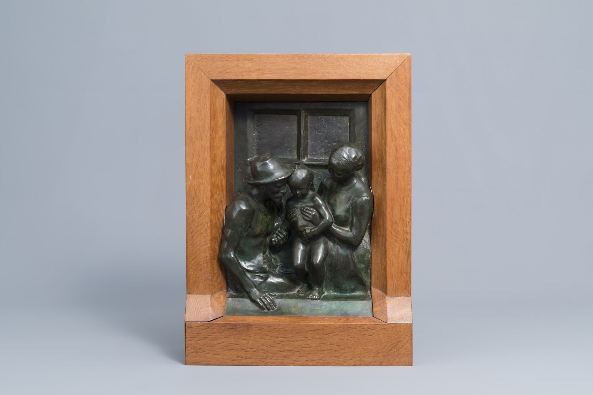 Jenš Bory (1879-1959): The family moment, green patinated brons