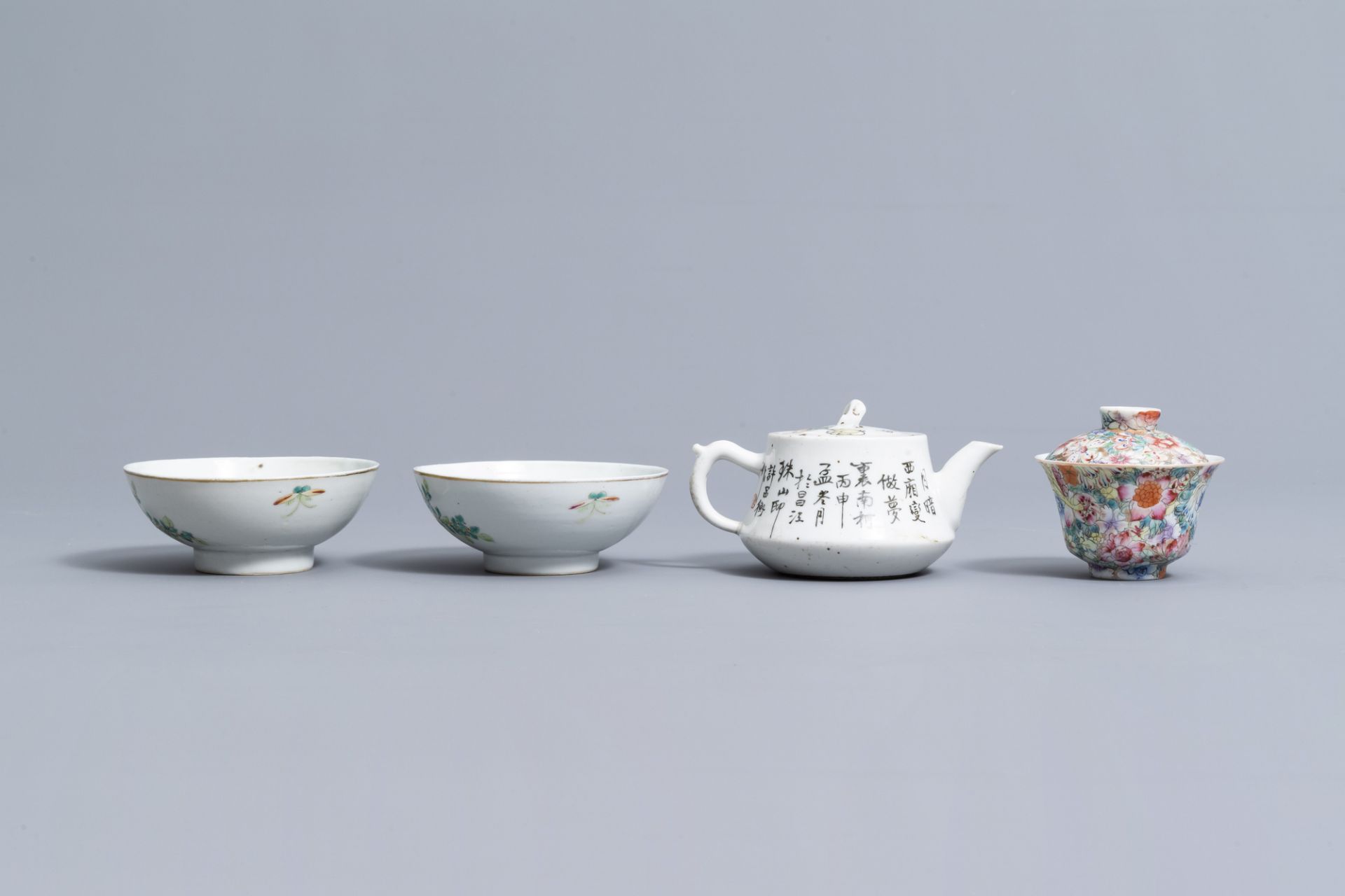 A varied collection of Chinese blue, white, qianjiang cai and famille rose porcelain, 19th/20th C. - Image 4 of 13