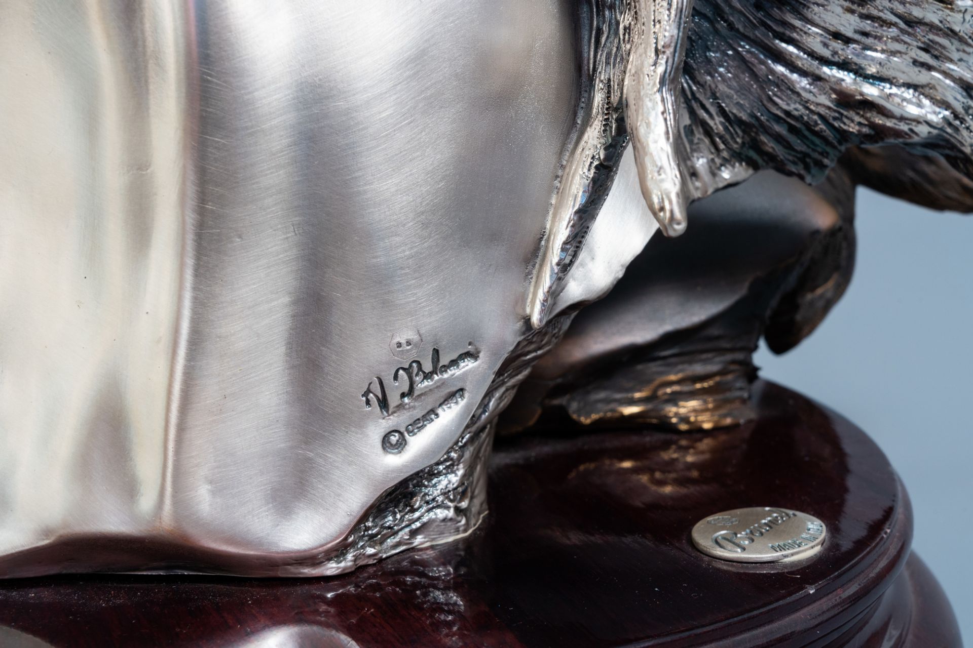 Illegibly signed: A silver plated and a patinated horse's head, Brunel, Italy, dated 1997 - Image 10 of 11