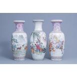 Three various Chinese famille rose vases, 20th C.