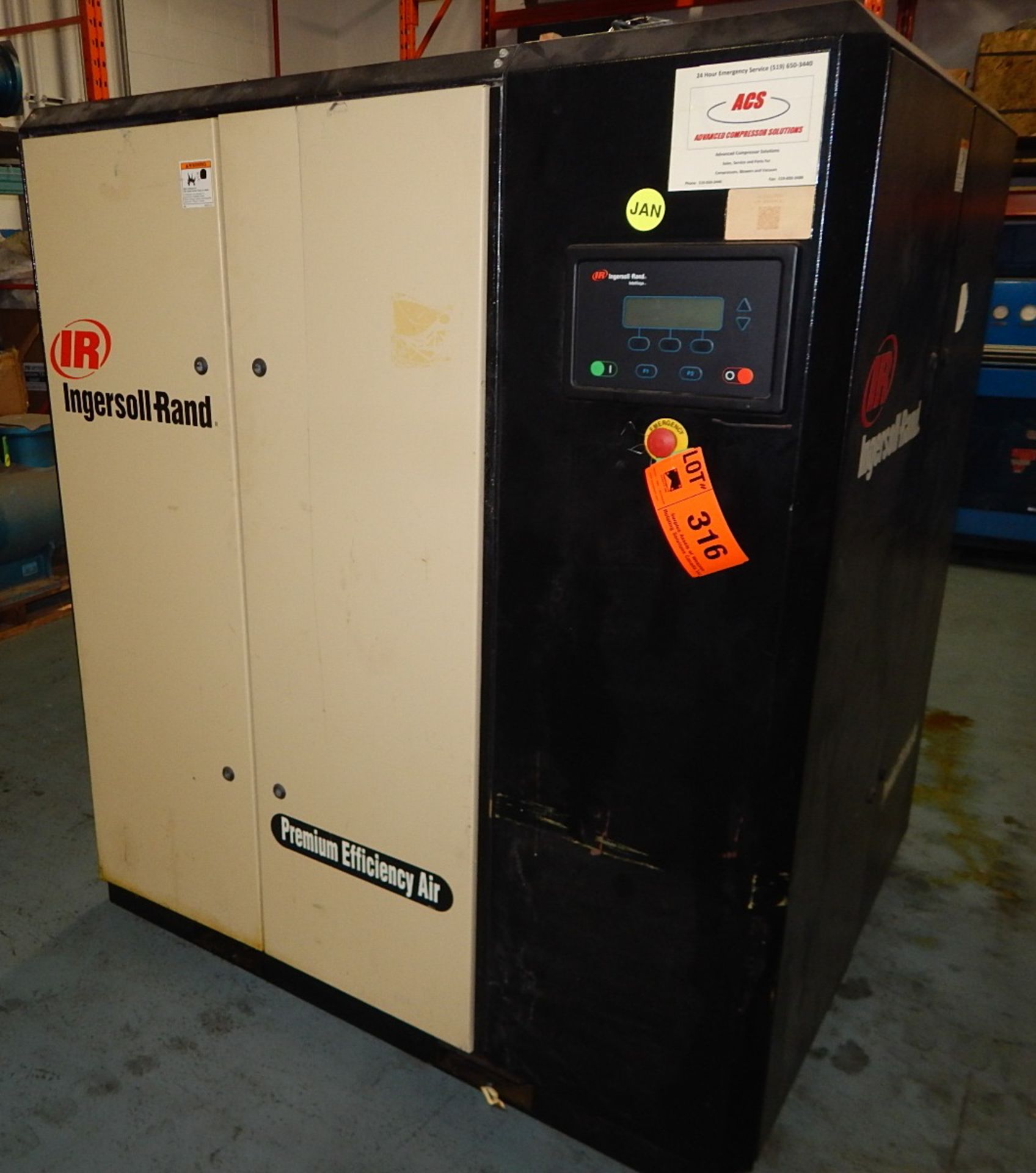 INGERSOLL-RAND IRN50H-CC ROTARY SCREW AIR COMPRESSOR WITH 50 HP, 145 PSI, S/N: NV1358U02255 (CI) [