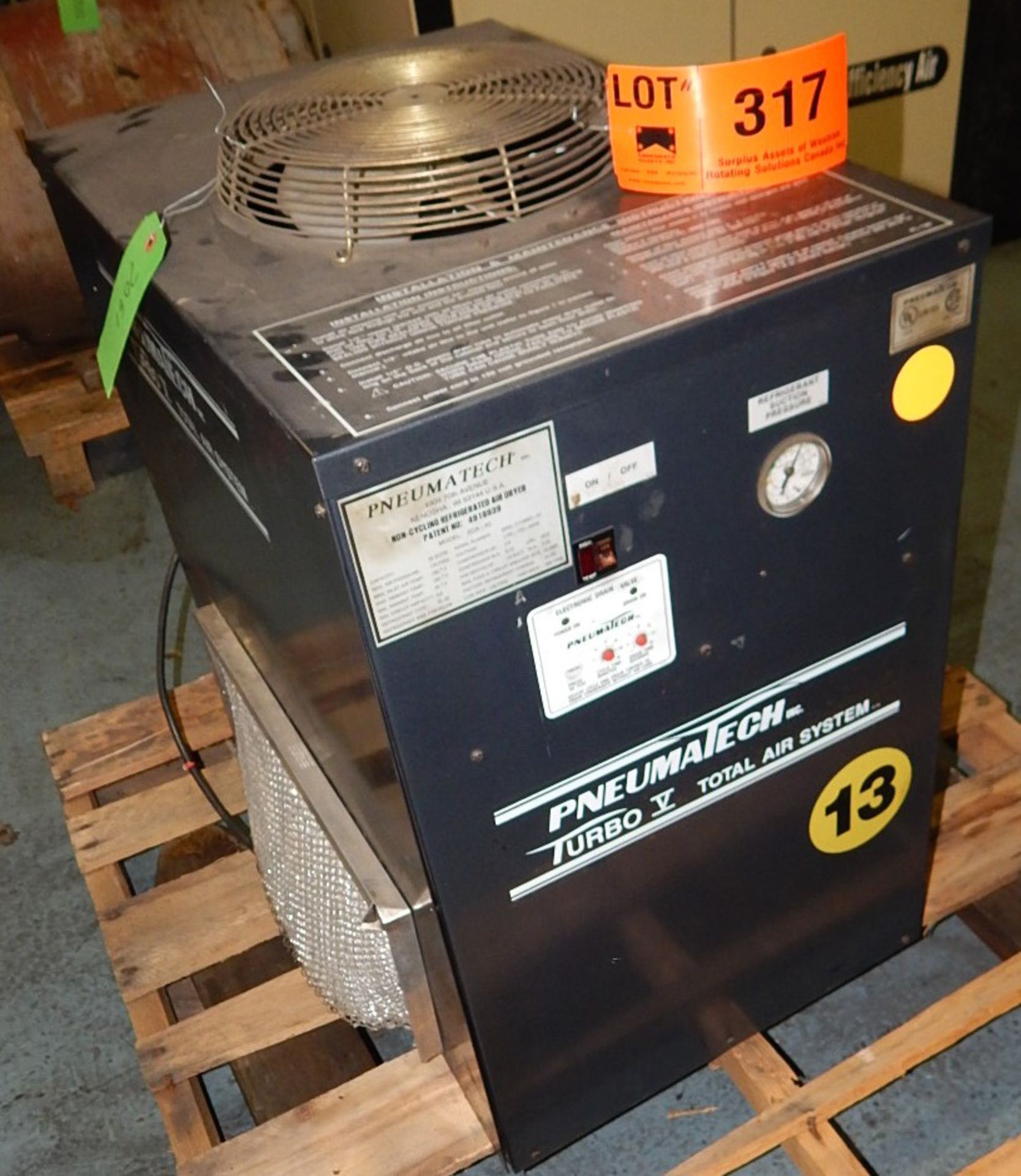 PNEUMATECH TURBO V TOTAL AIR SYSTEM REFRIGERATED AIR DRYER, S/N: N/A (CI) [RIGGING FEE FOR LOT #
