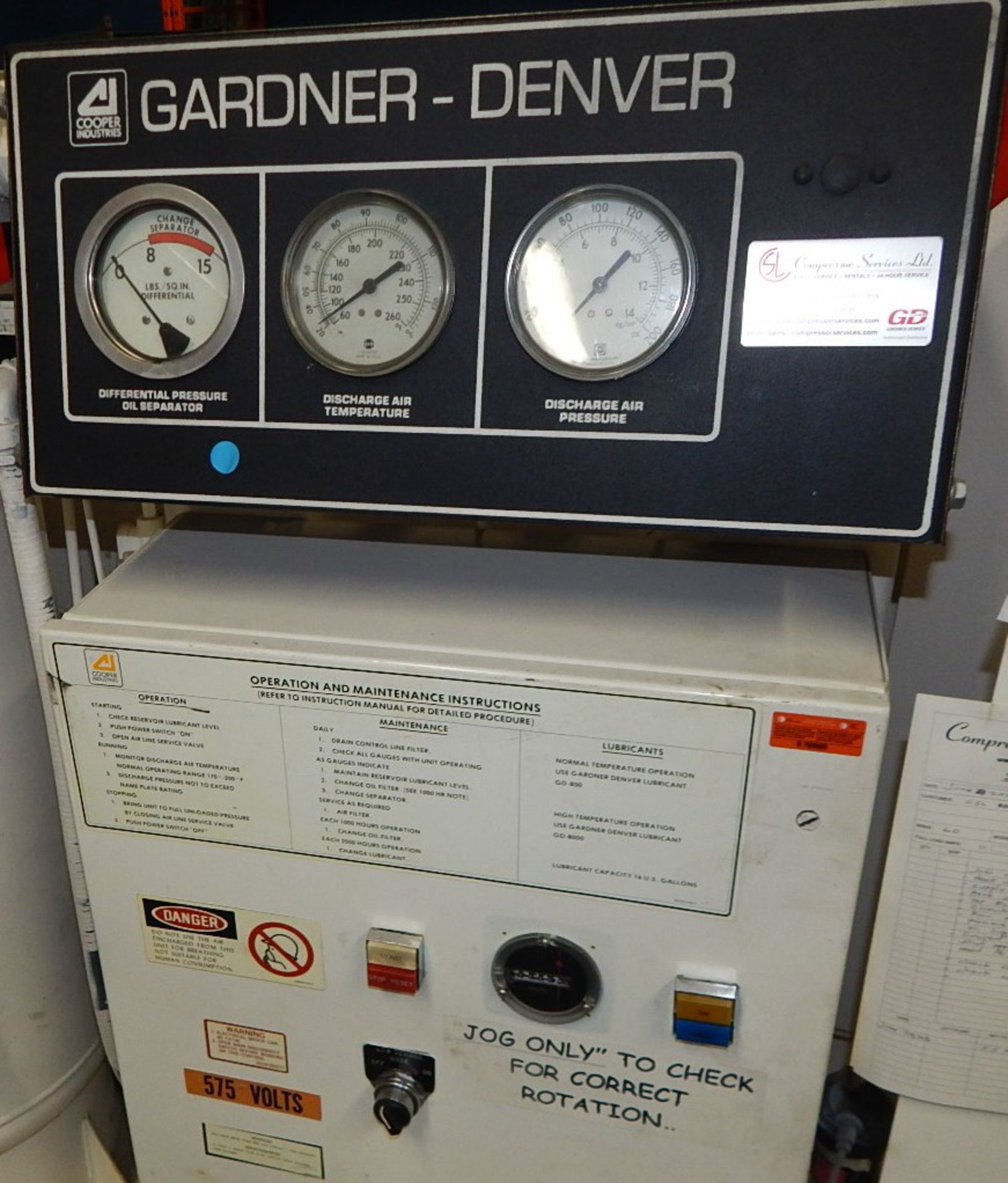 GARDNER DENVER EBHSJD ELECTRA- SAVER II LIQUID-COOLED ROTARY SCREW AIR COMPRESSOR WITH 50 HP, 100 - Image 2 of 7