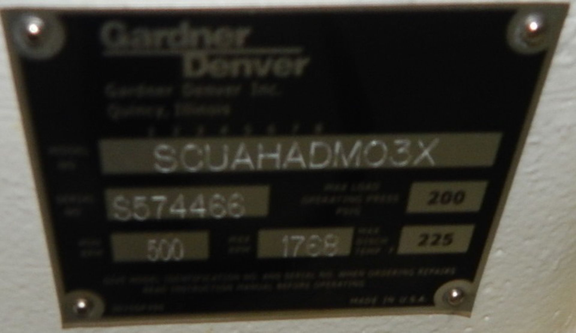 GARDNER DENVER SCUAHADMO3X AIR END BOWER, S/N: S574466 (CI) [RIGGING FEE FOR LOT #305 - $25 CAD PLUS - Image 4 of 4