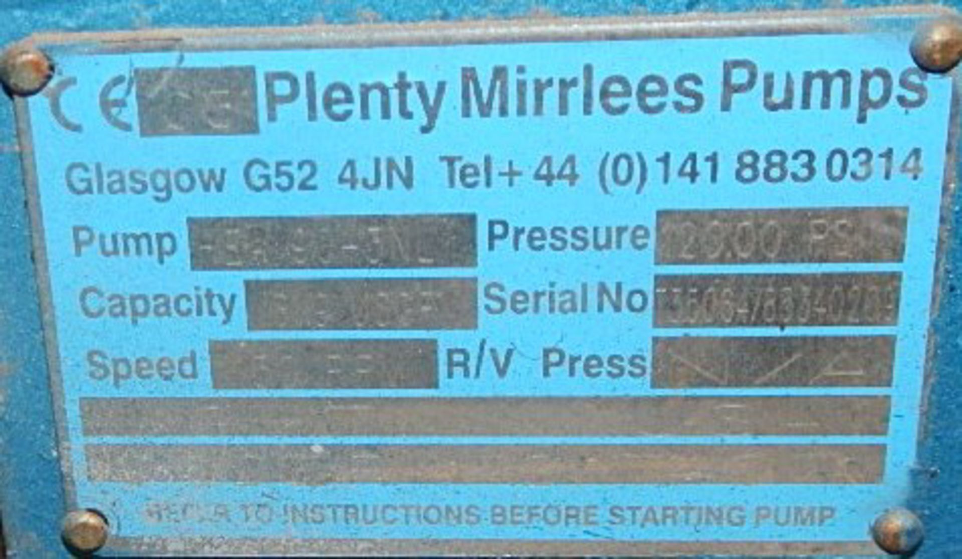 PLENTY MIRRLEES HEA90-3NL PUMP WITH 1150 RPM, 120 PSI, 1819 USGPM, S/N: 35064 (CI) [RIGGING FEE - Bild 3 aus 3