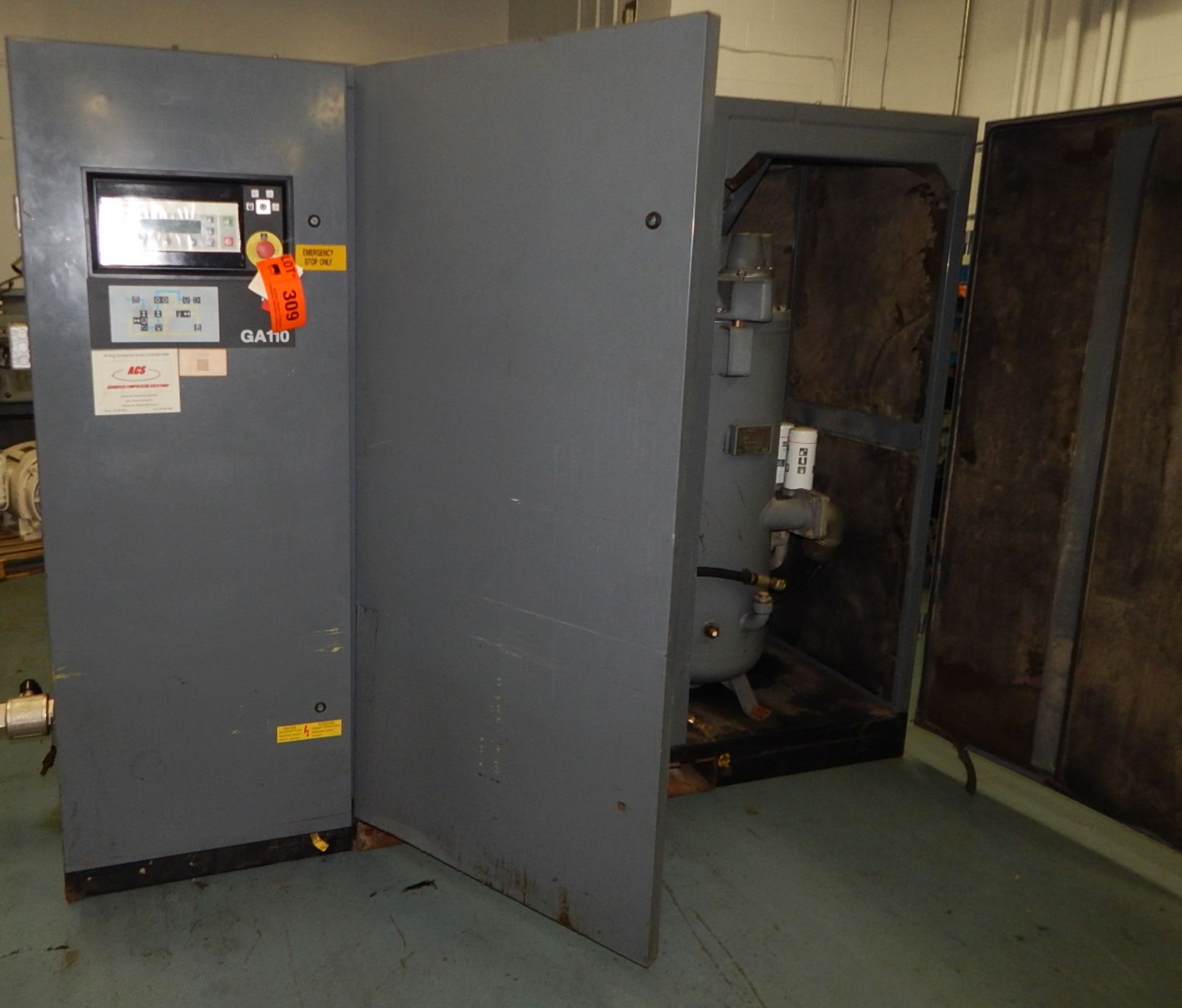 ATLAS COPCO GA110 ROTARY SCREW AIR COMPRESSOR WITH 161 HP, 132 PSI, S/N: AIF.034716 (CI) [RIGGING