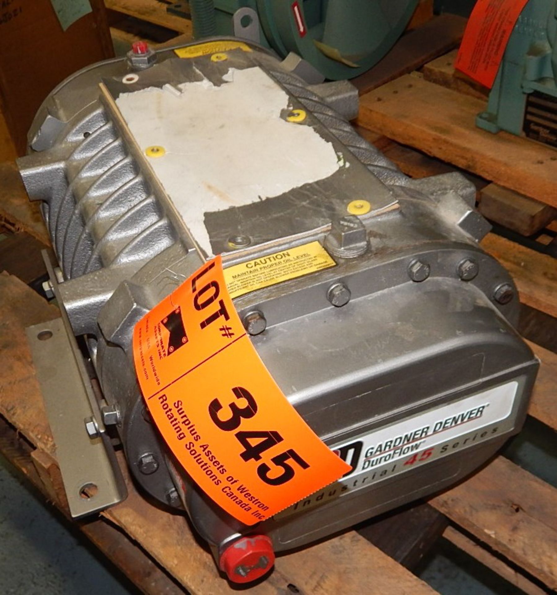 GARDNER DENVER INDUSTRIAL 45 SERIES BLOWER WITH 4000 MAX. RPM, S/N: S472769 (CI) [RIGGING FEE FOR