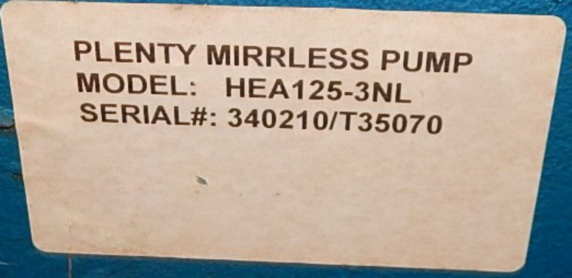 PLENTY MIRRLEES HEA125-3NL PUMP WITH 1150 RPM, 120 PSI, 425 USGPM, S/N: T35070 (CI) [RIGGING FEE FOR - Image 4 of 5