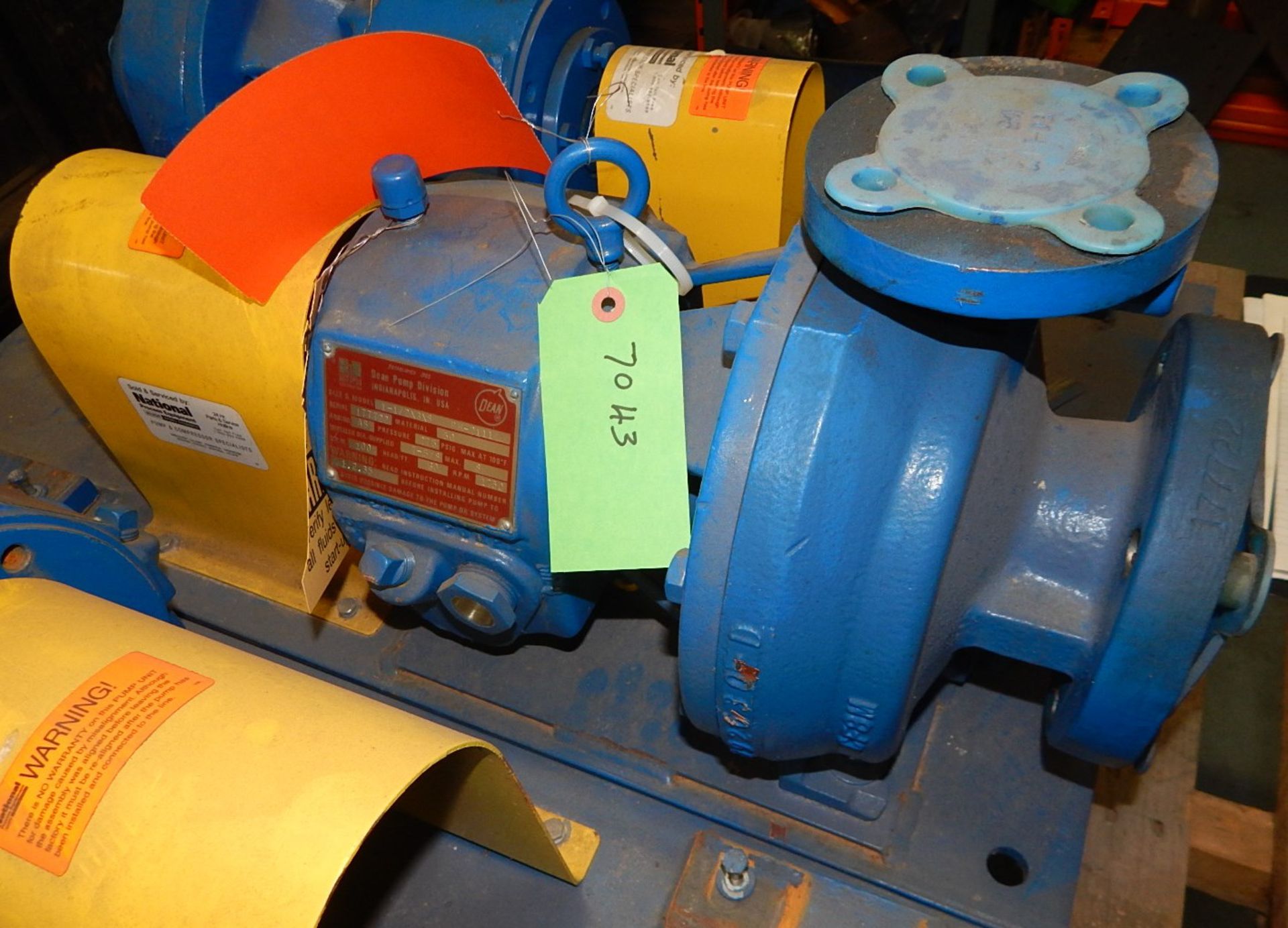 DEAN PH2111 1X1.5/3X8 CENTRIFUGAL PUMP WITH 1750 RPM, 275 PSI, S/N: 177722 (CI) [RIGGING FEE FOR LOT - Image 3 of 4