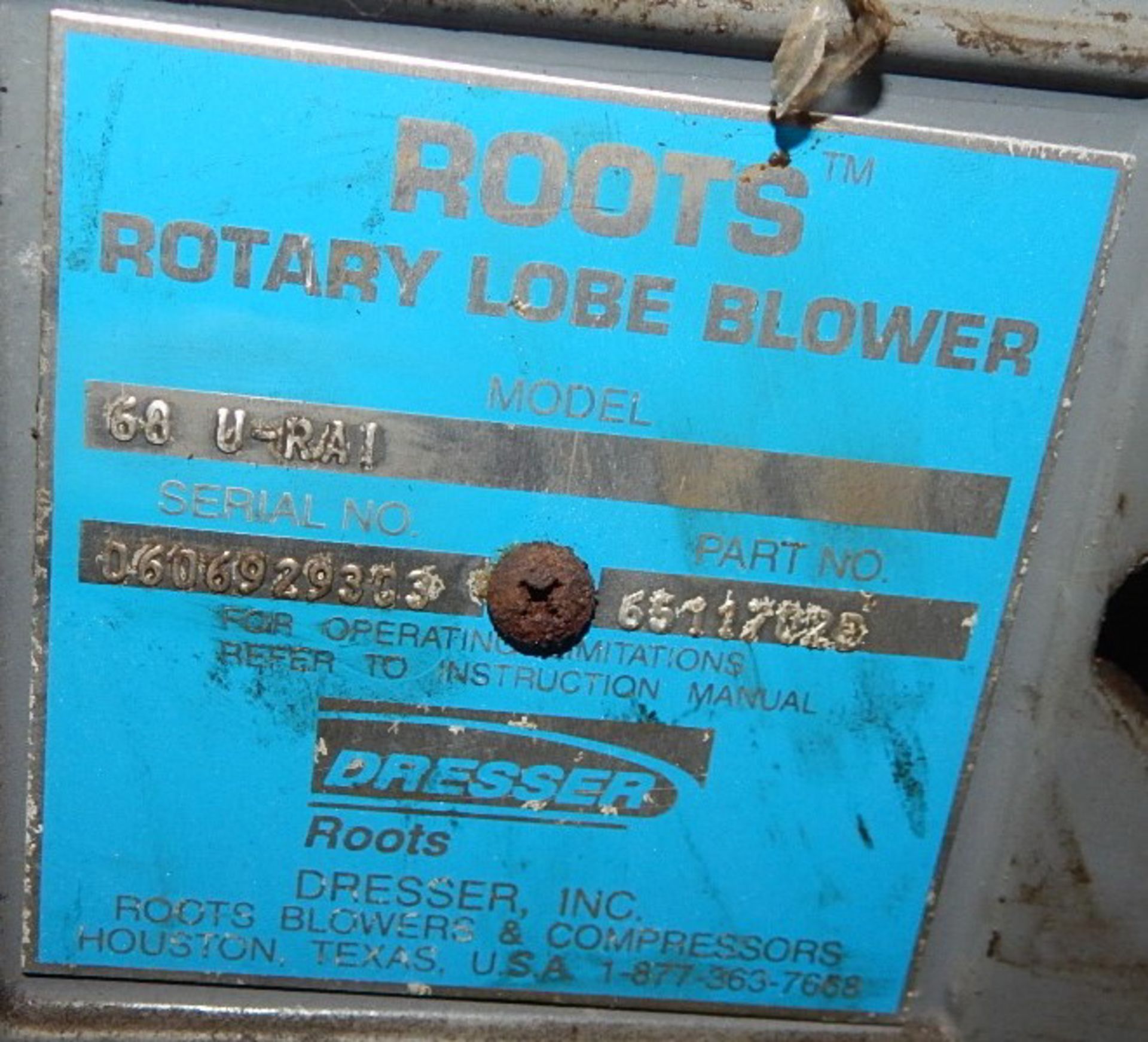 LOT/ (2) ROOTS 68-U-RAI ROTARY LOBE BLOWERS & (1) ROOTS 53-U-RAI ROTARY LOBE BLOWER (CI) [RIGGING - Image 3 of 5