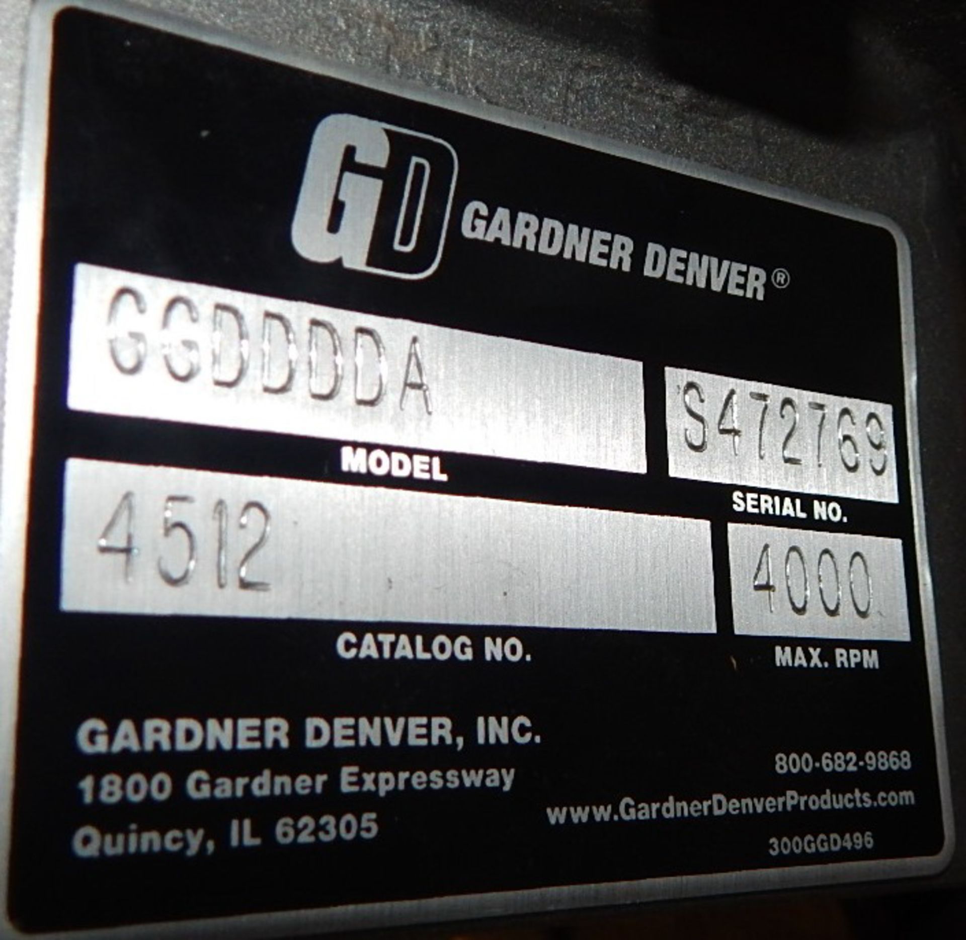 GARDNER DENVER INDUSTRIAL 45 SERIES BLOWER WITH 4000 MAX. RPM, S/N: S472769 (CI) [RIGGING FEE FOR - Image 4 of 4