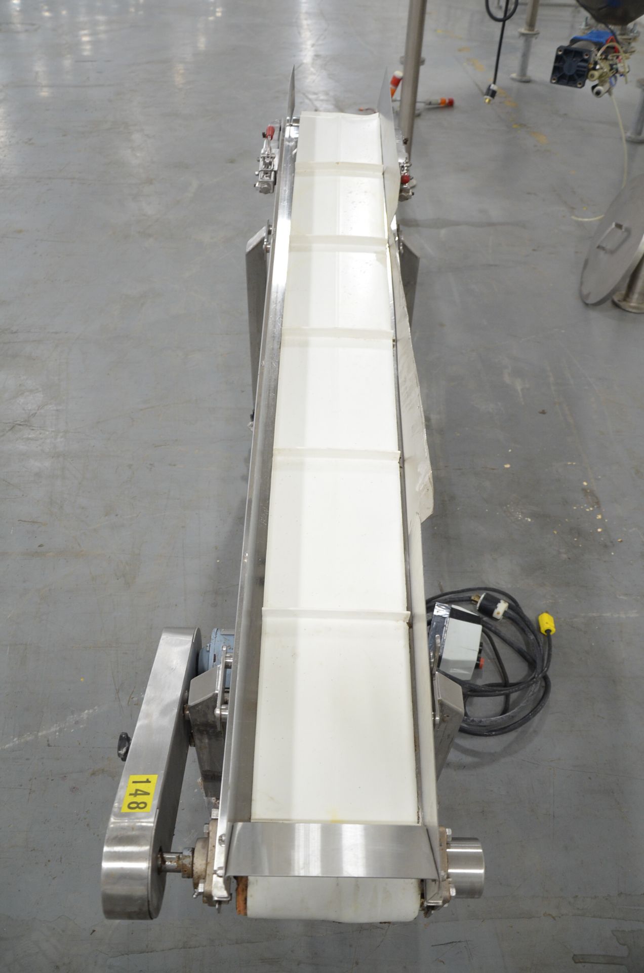 PURDY STAINLESS STEEL 77"X10" POWERED CLEATED BELT CONVEYOR, (110V/3PH/60HZ), S/N: N/A [OPTIONAL - Image 2 of 3