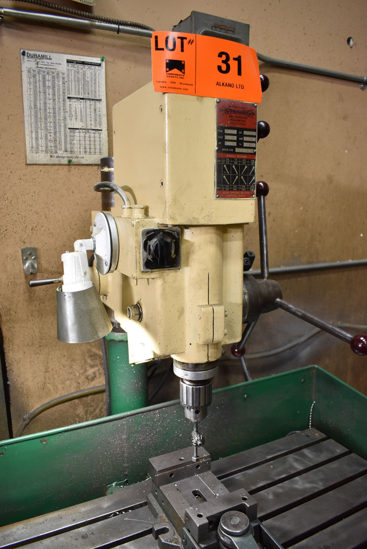 STRANDS S68L DRILL PRESS WITH SPEEDS TO 1640RPM, 38"X18" T-SLOT TABLE, DRILL VISE, (550V/3PH/ - Image 2 of 4