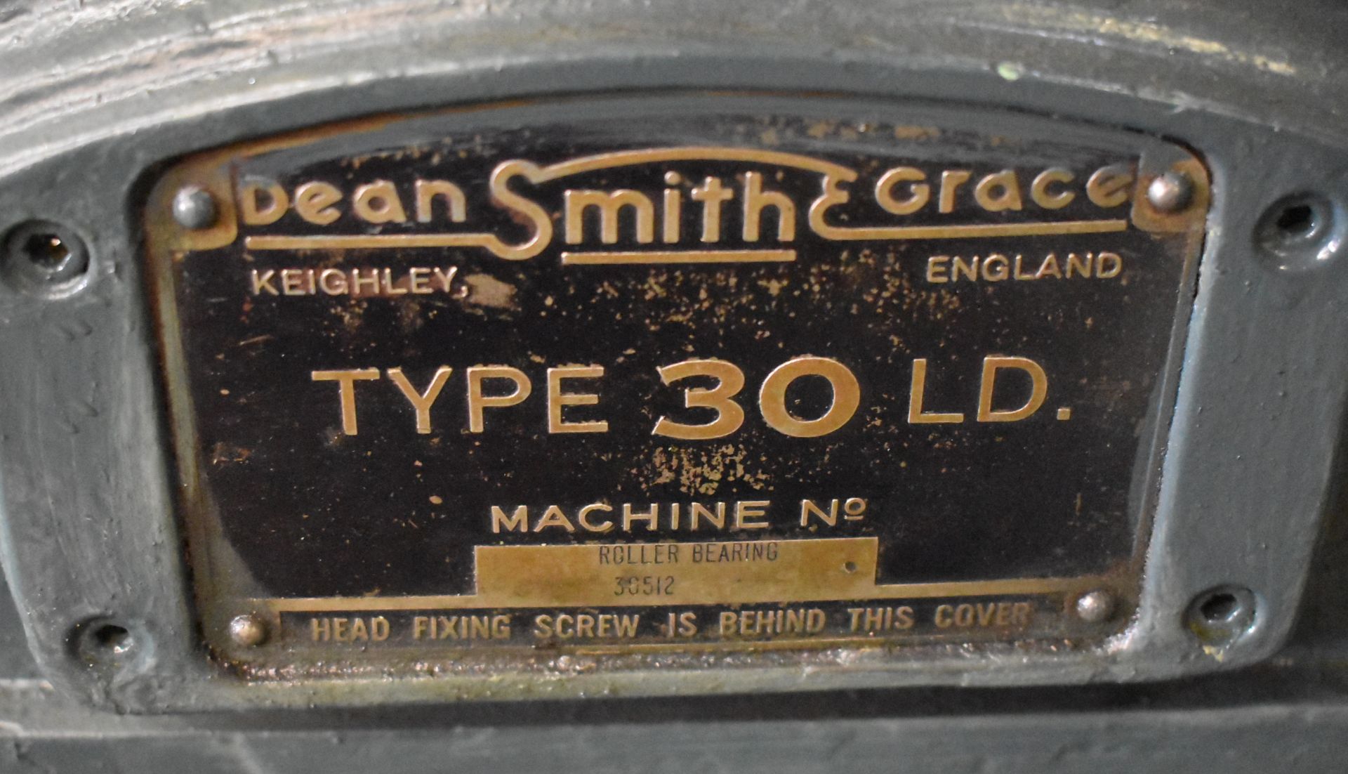 DEAN, SMITH & GRACE TYPE 30LD ENGINE LATHE WITH 30" SWING, 84" BETWEEN CENTERS, 4" SPINDLE BORE, - Image 2 of 10