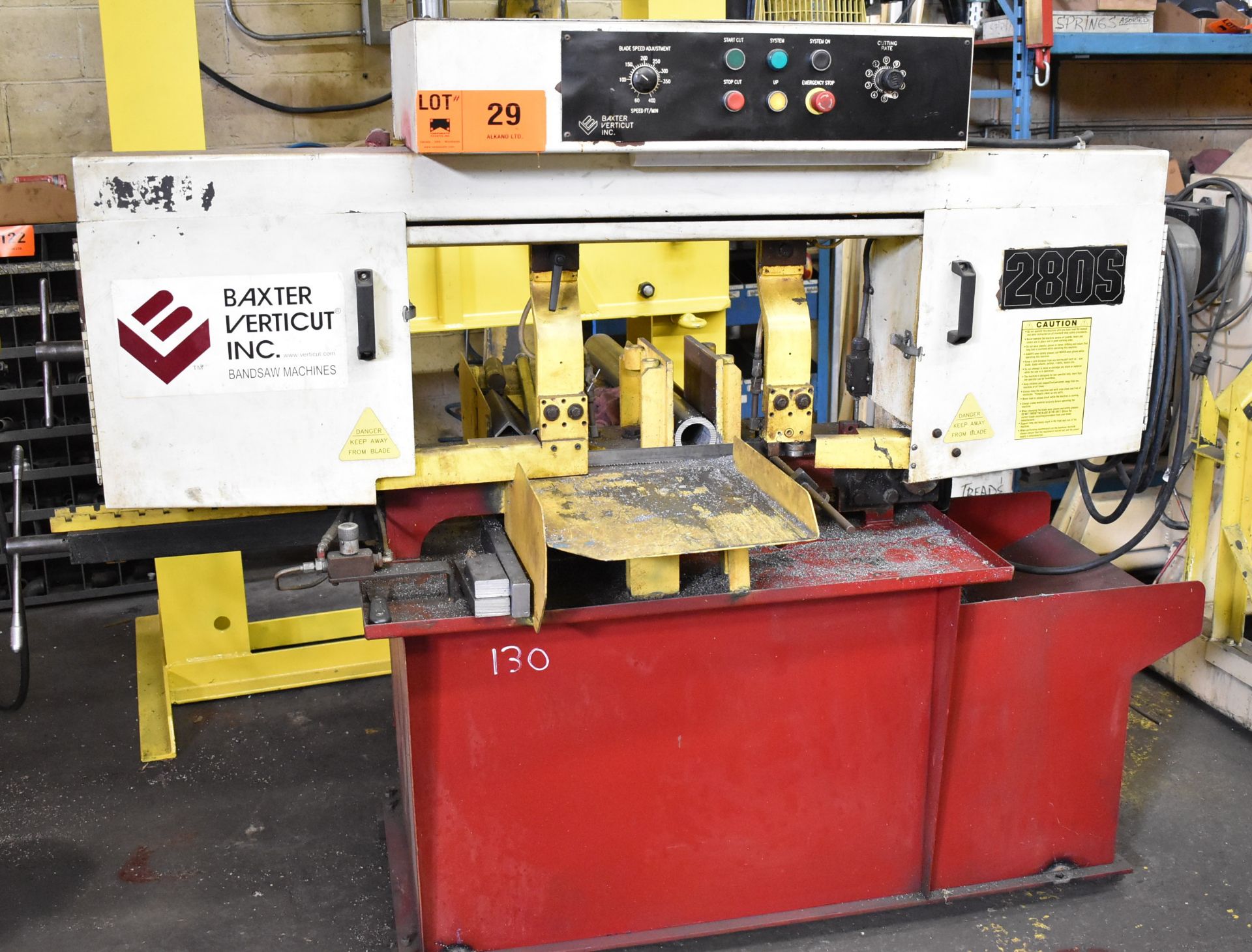 BAXTER (2014) 280S VERTICUT HORIZONTAL BANDSAW WITH 8"X10" CUTTING CAPACITY, 400 FT/MIN MAX.