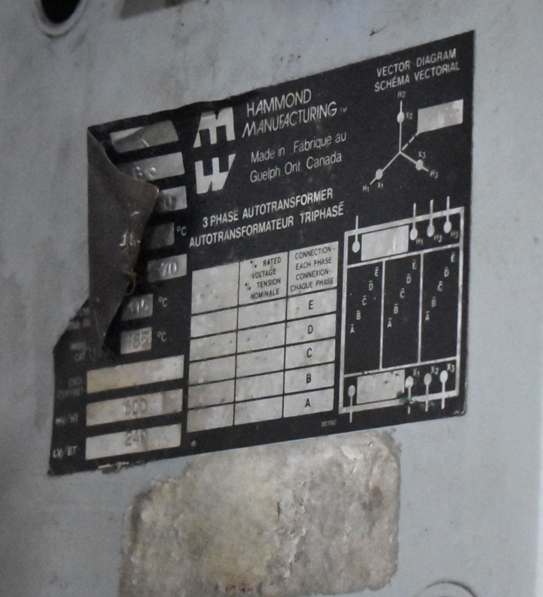 HAMMOND 6KVA/600HV/280LV/3PH TRANSFORMER - Image 2 of 2