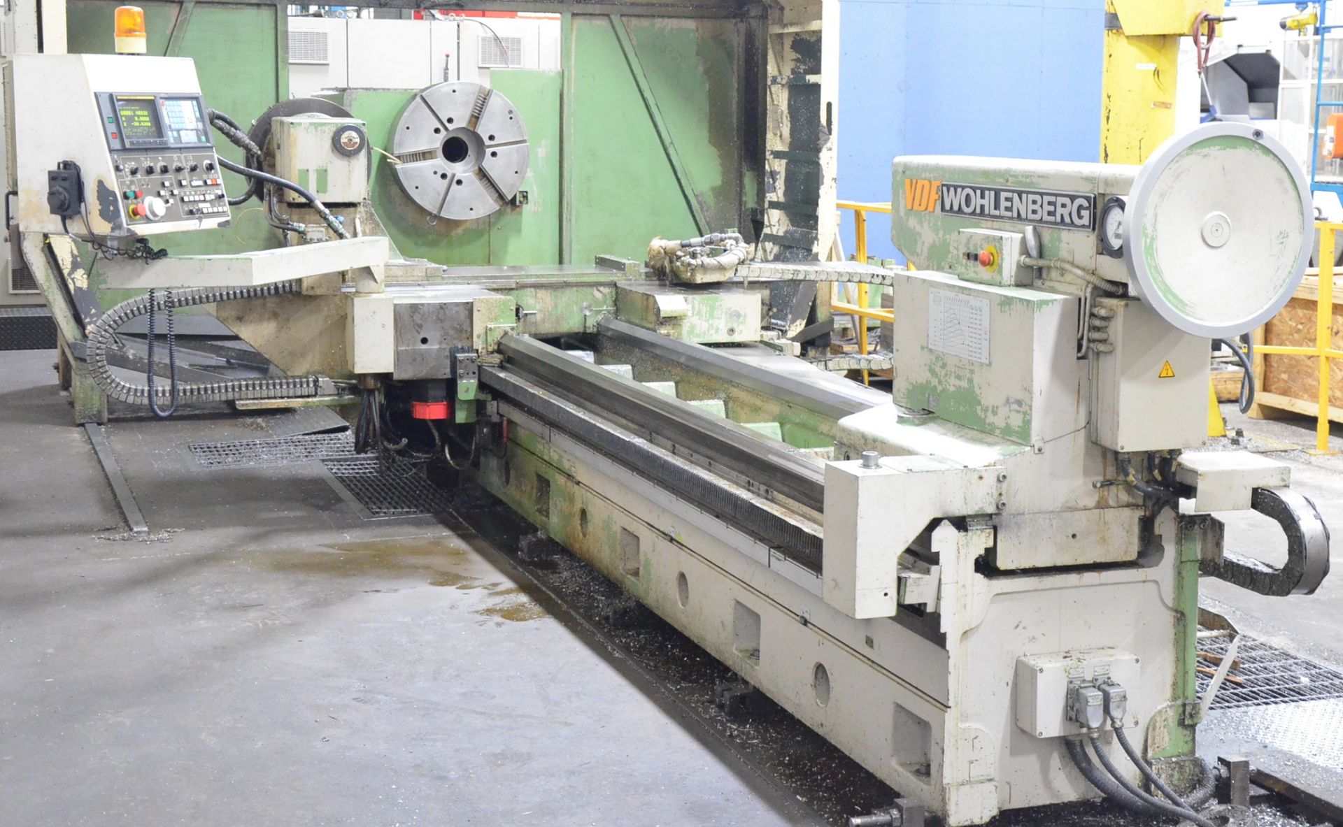 VDF POWER TURN PTI-1-12500 II CNC MODULAR GAP LATHE WITH FANUC SERIES O-M CNC CONTROL, 49” SWING