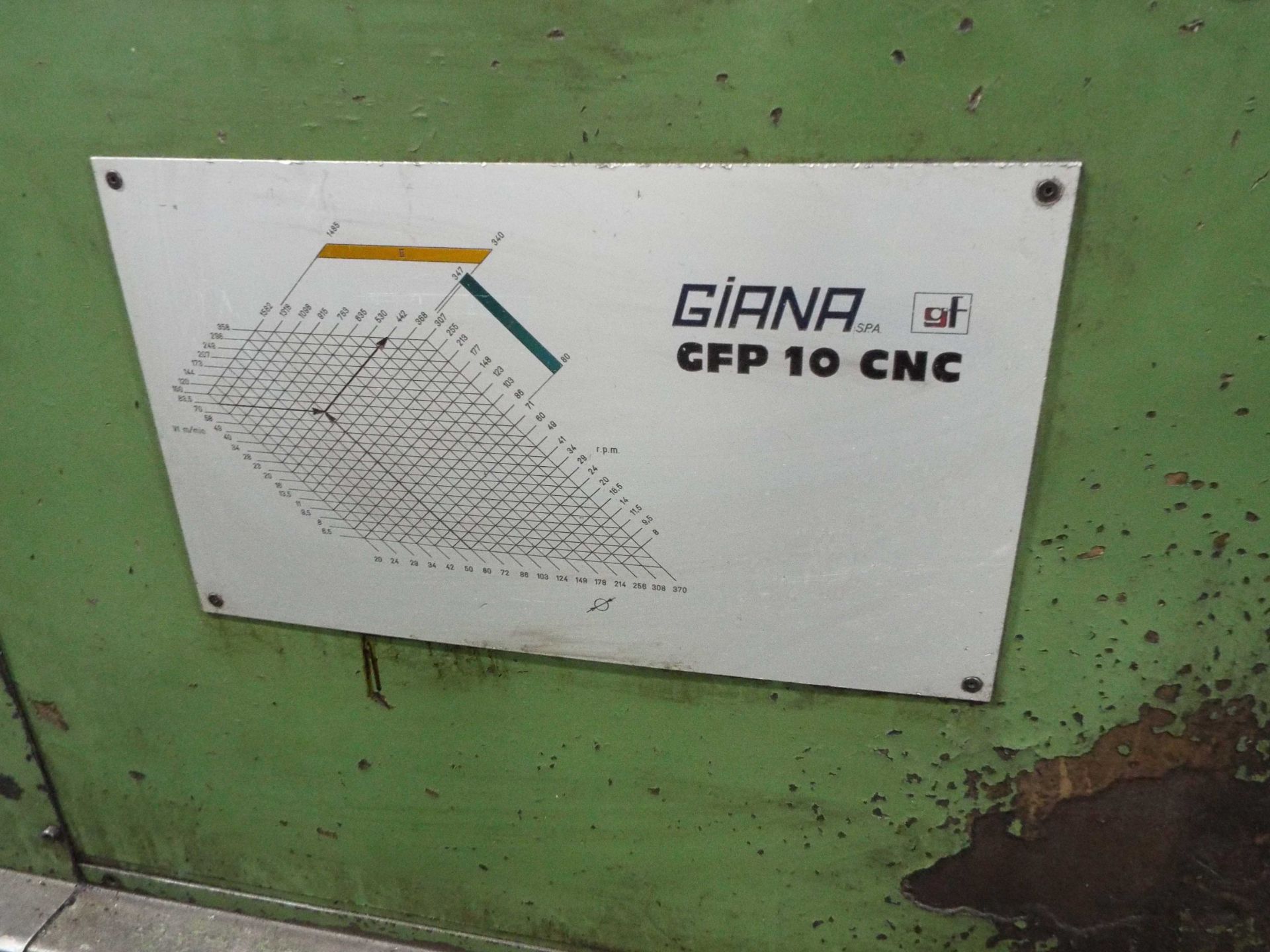 GIANA GFP 10 CNC LATHE WITH GE FANUC OT CNC CONTROL, 20" SWING OVER BED, 156" BETWEEN CENTERS, 4.75" - Image 10 of 11