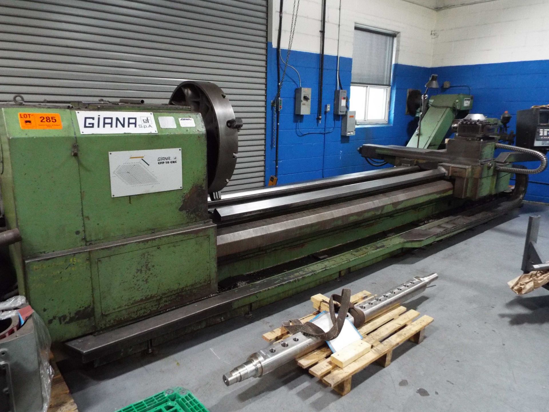 GIANA GFP 10 CNC LATHE WITH GE FANUC OT CNC CONTROL, 20" SWING OVER BED, 156" BETWEEN CENTERS, 4.75"