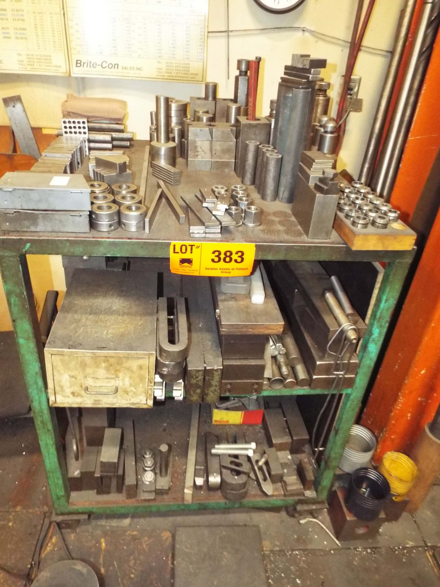 LOT/ STEEL SHELF WITH COLLETS & CLAMPING (LOCATED AT 215 DRUMLIN CIRCLE, CONCORD, ON)