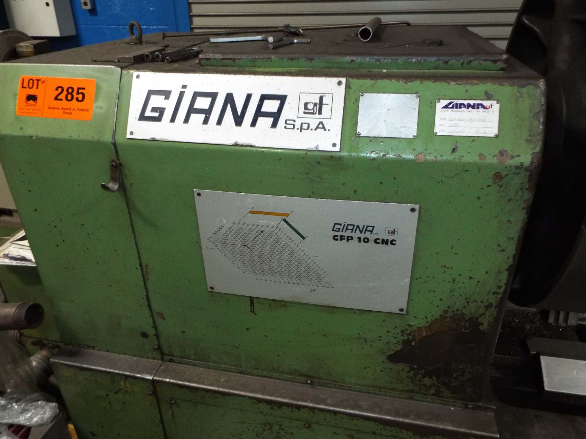GIANA GFP 10 CNC LATHE WITH GE FANUC OT CNC CONTROL, 20" SWING OVER BED, 156" BETWEEN CENTERS, 4.75" - Image 3 of 11