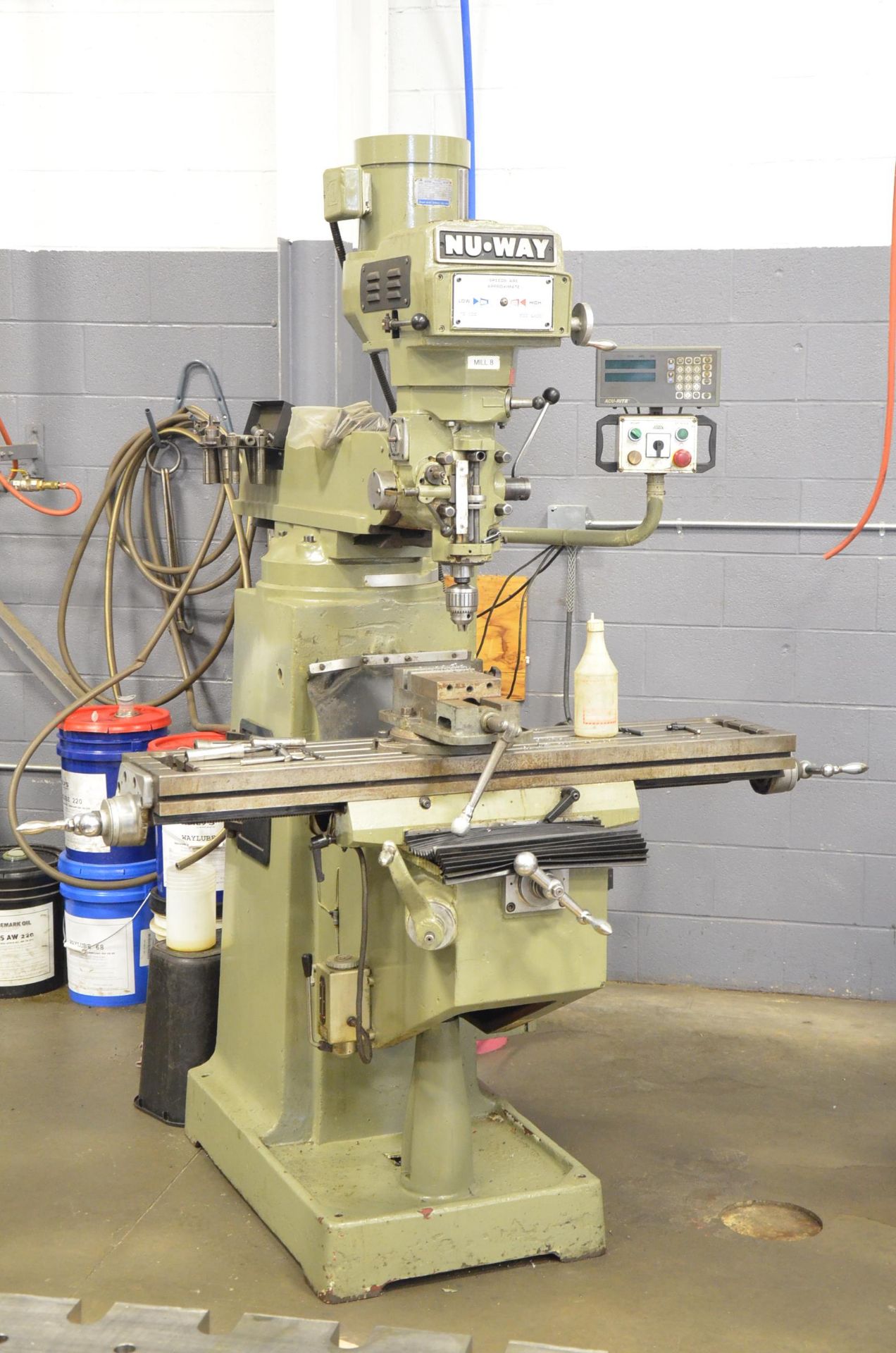 NU-WAY 3VM VERTICAL TURRET MILLING MACHINE WITH 10" X 50" TABLE, SPEEDS TO 4200 RPM INFINITELY